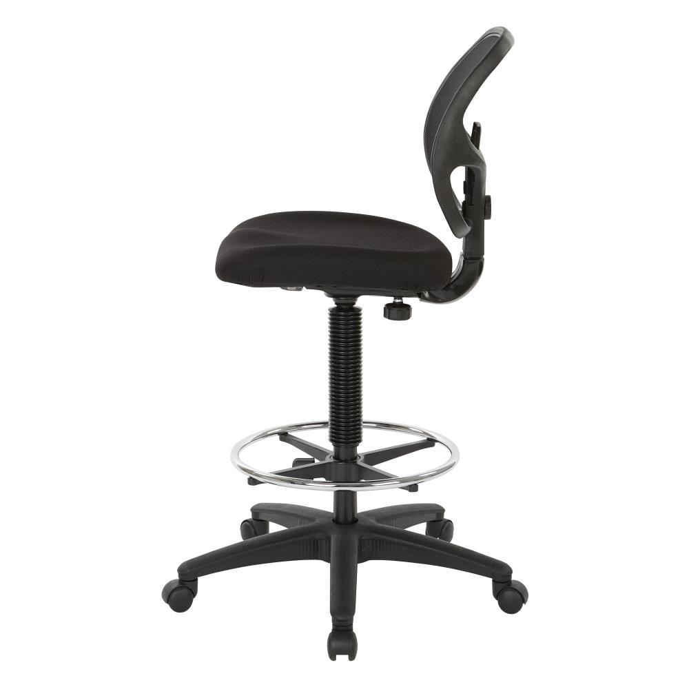 Office Star DC Series Deluxe Breathable Mesh Back Ergonomic Drafting Chair  with Lumbar Support and Adjustable Footring, Black Fabric