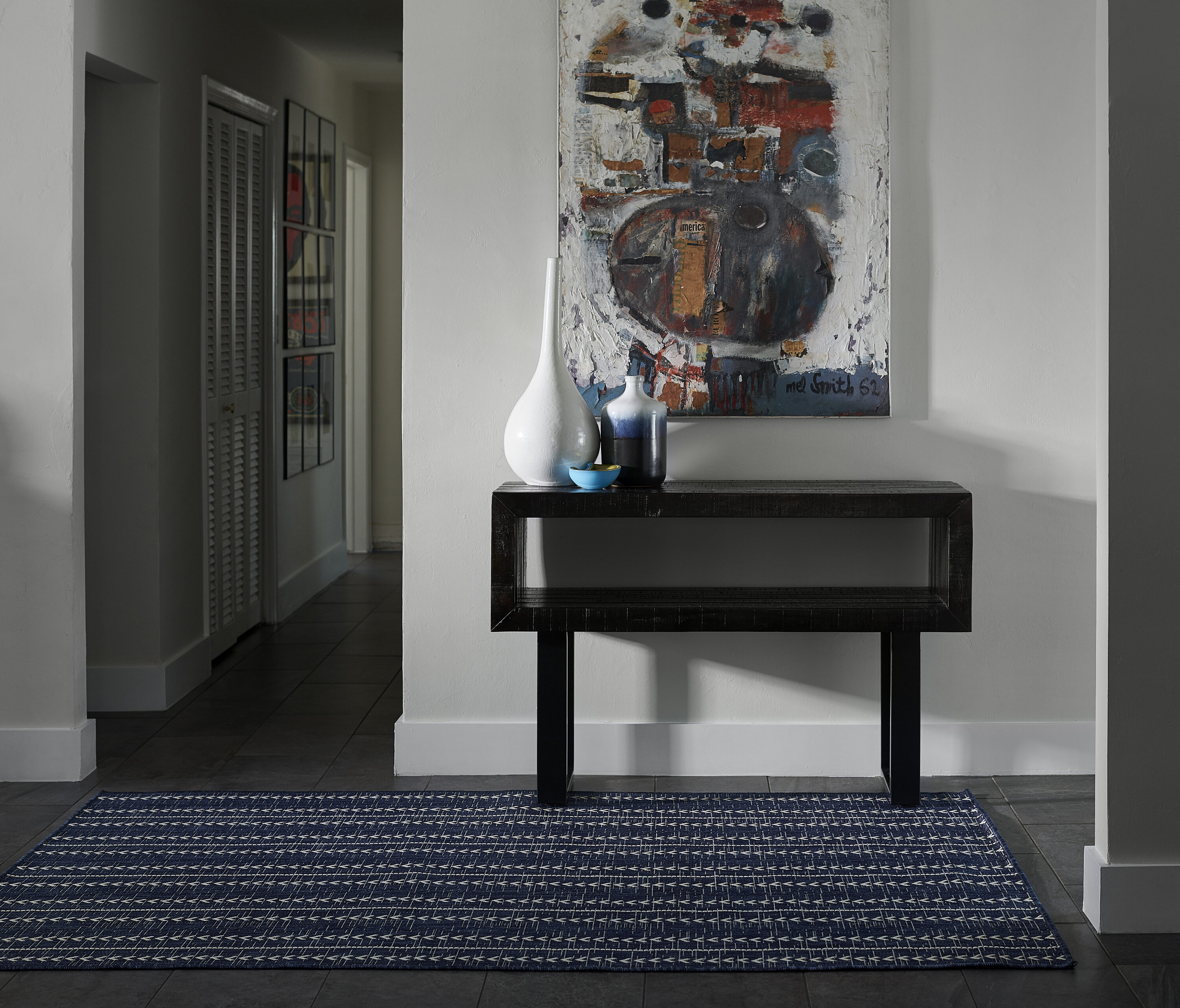 Momeni RIVRARV-06NVY6690 6 x 9 (ft) Loomed Polypropylene Navy Rectangular Indoor/Outdoor Area rug