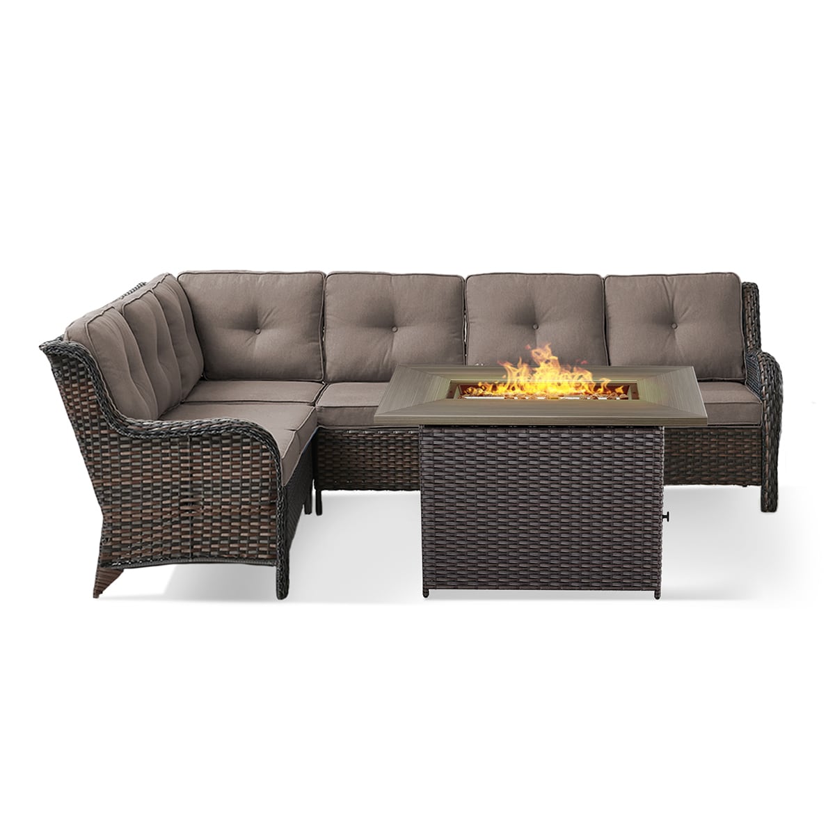 Rilyson FS144APBR13-3 ASPEN 2 -Piece Woven Patio Conversation Set with Gray Cushions