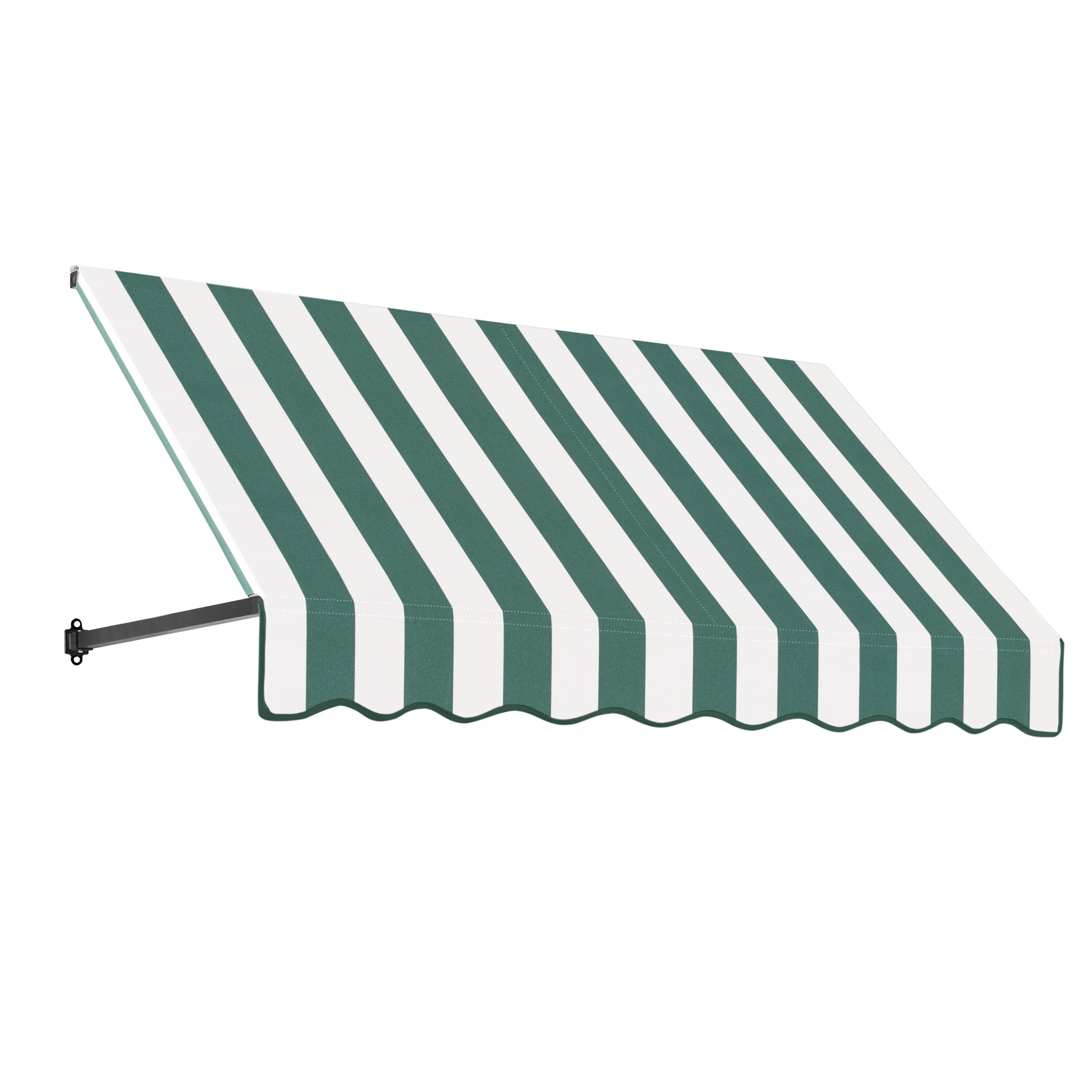 Awntech ER1836-L-8FW Dallas Retro 100.5-in Wide x 36-in Projection x 18-in Height Fabric Forest/White Stripe Striped Fixed Window/Door Awning