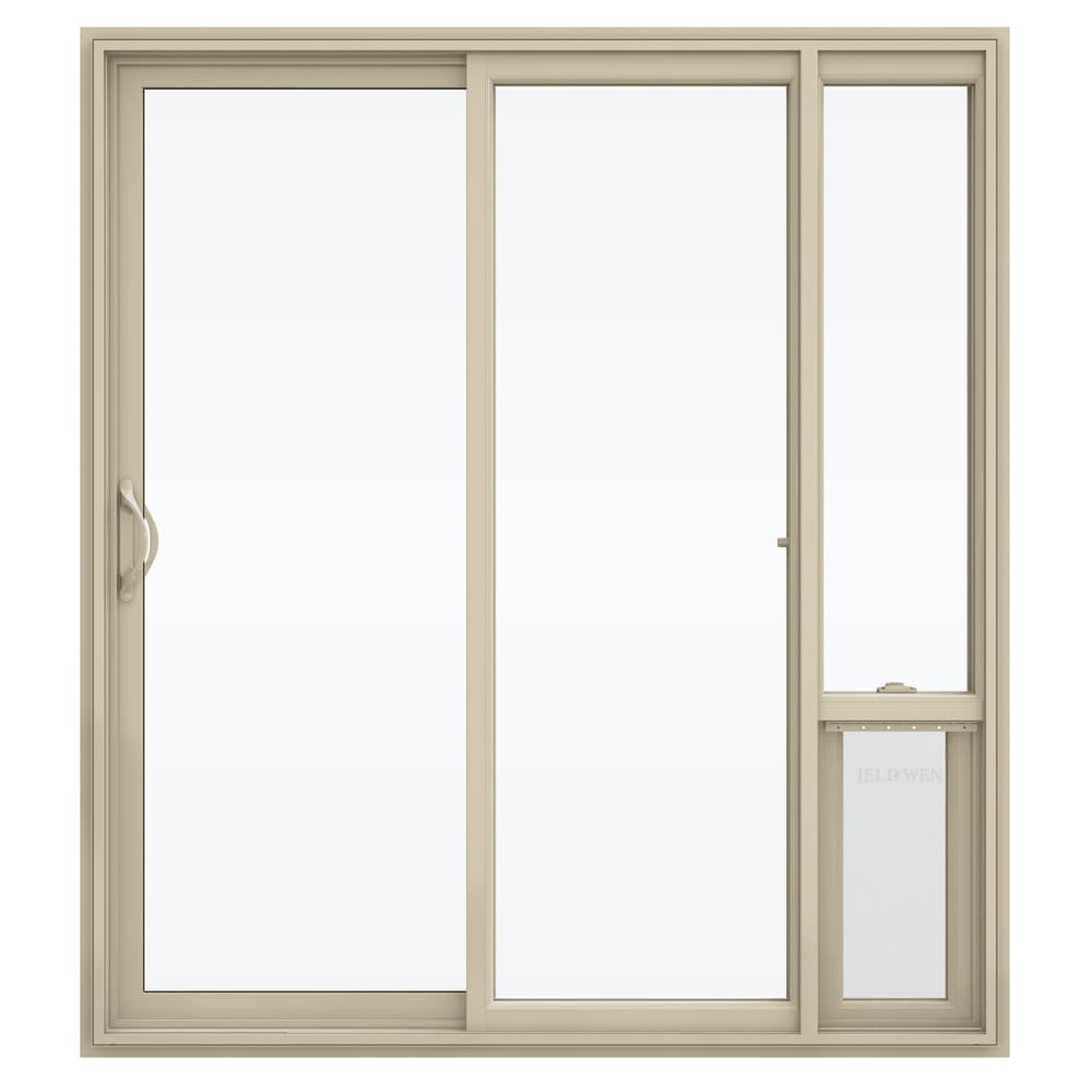 JELD-WEN 72-in x 80-in x 4-9/16-in Jamb Low-e Argon Almond Vinyl ...