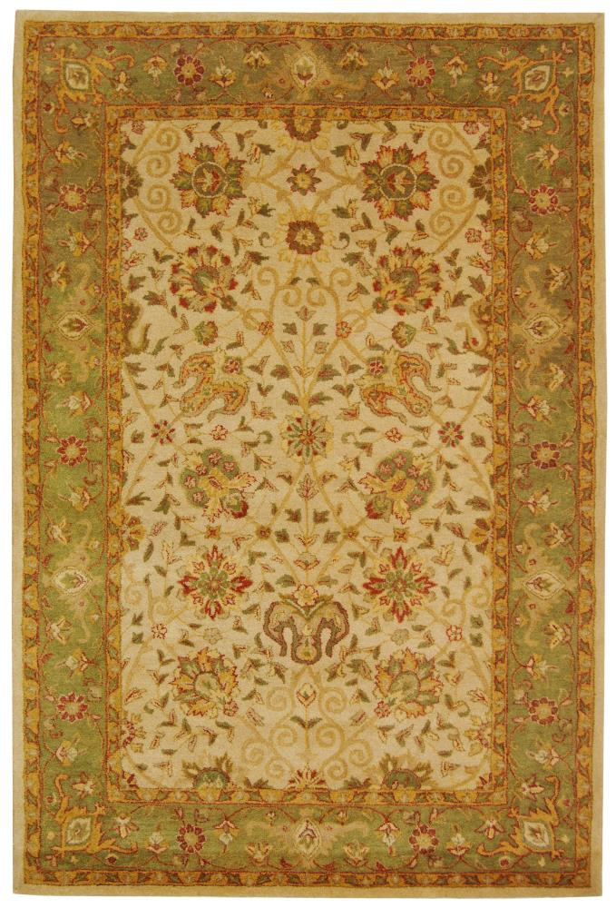 Safavieh AT21F-6 Antiquity Dergaz 6 x 9 (ft) Tufted Wool Ivory Rectangular Indoor Floral/Botanical Vintage Area rug