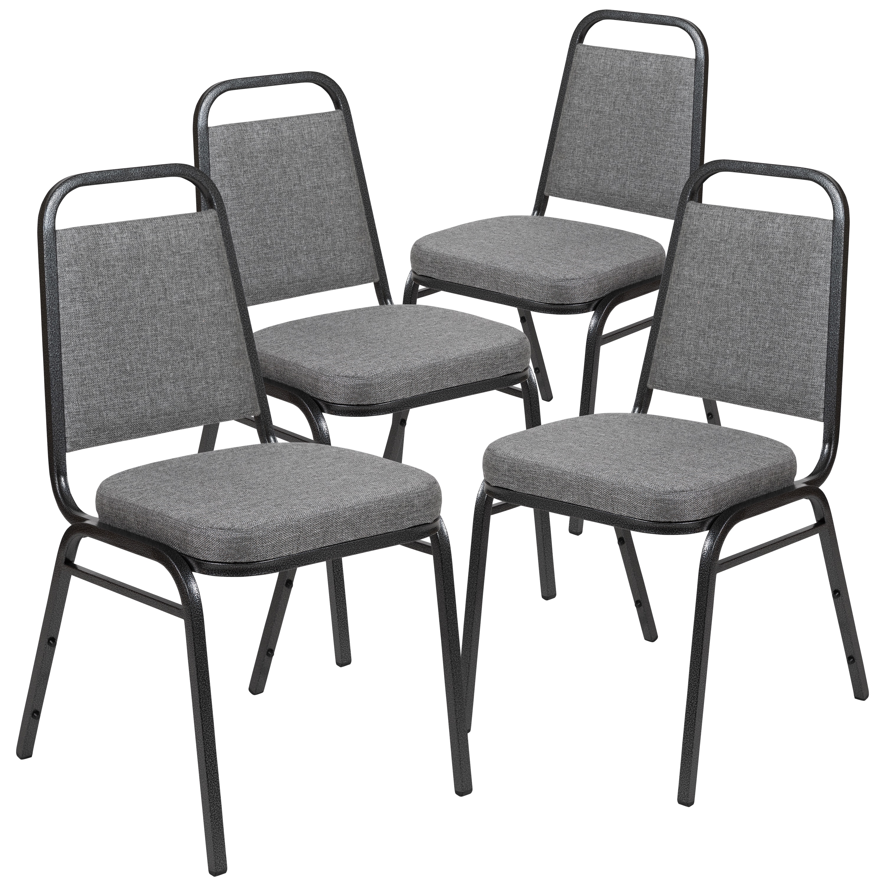 Silver Vein Frame Gray Fabric Stacking Banquet Chair