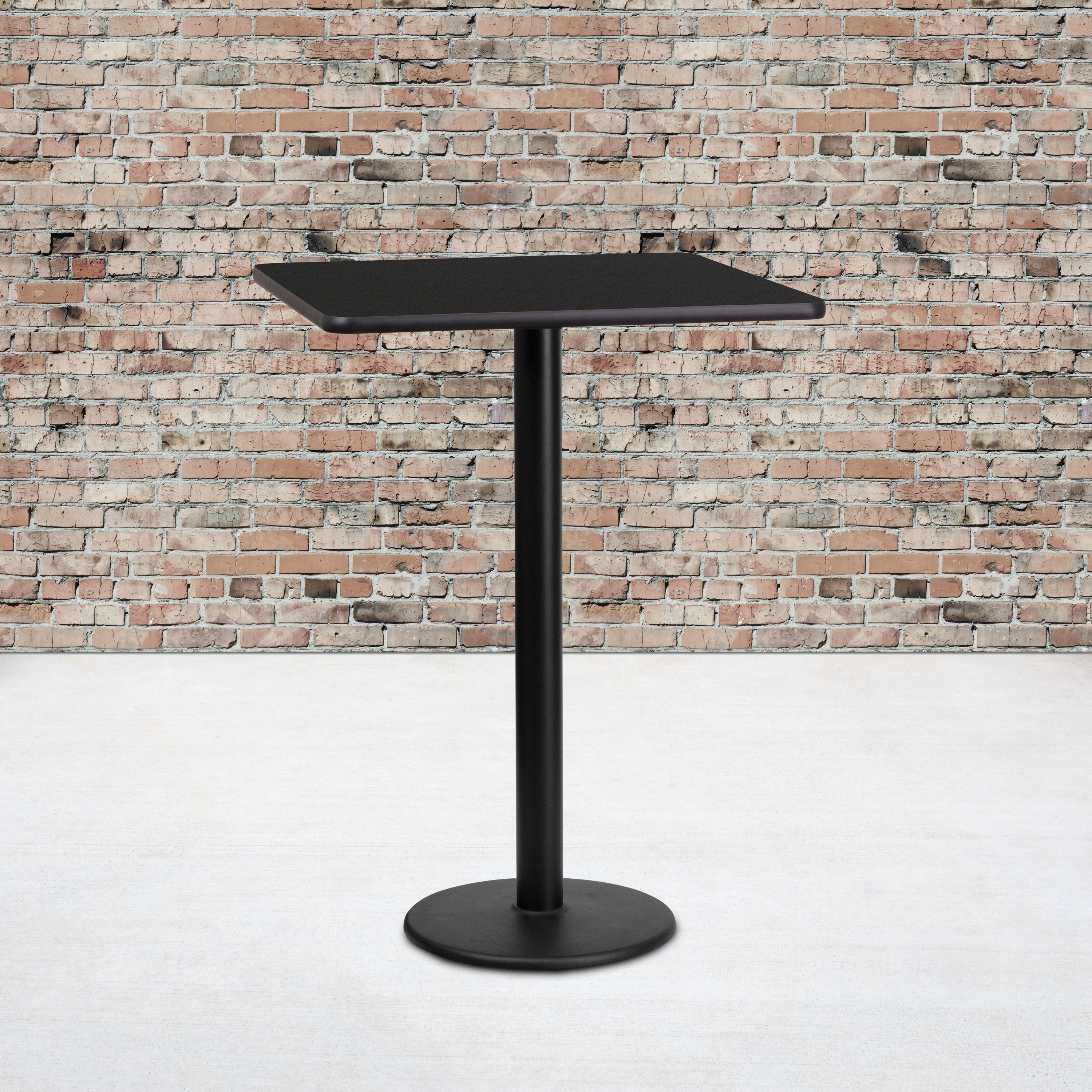 Stiles 24'' Square Black Laminate Bar Height Table with Round Base