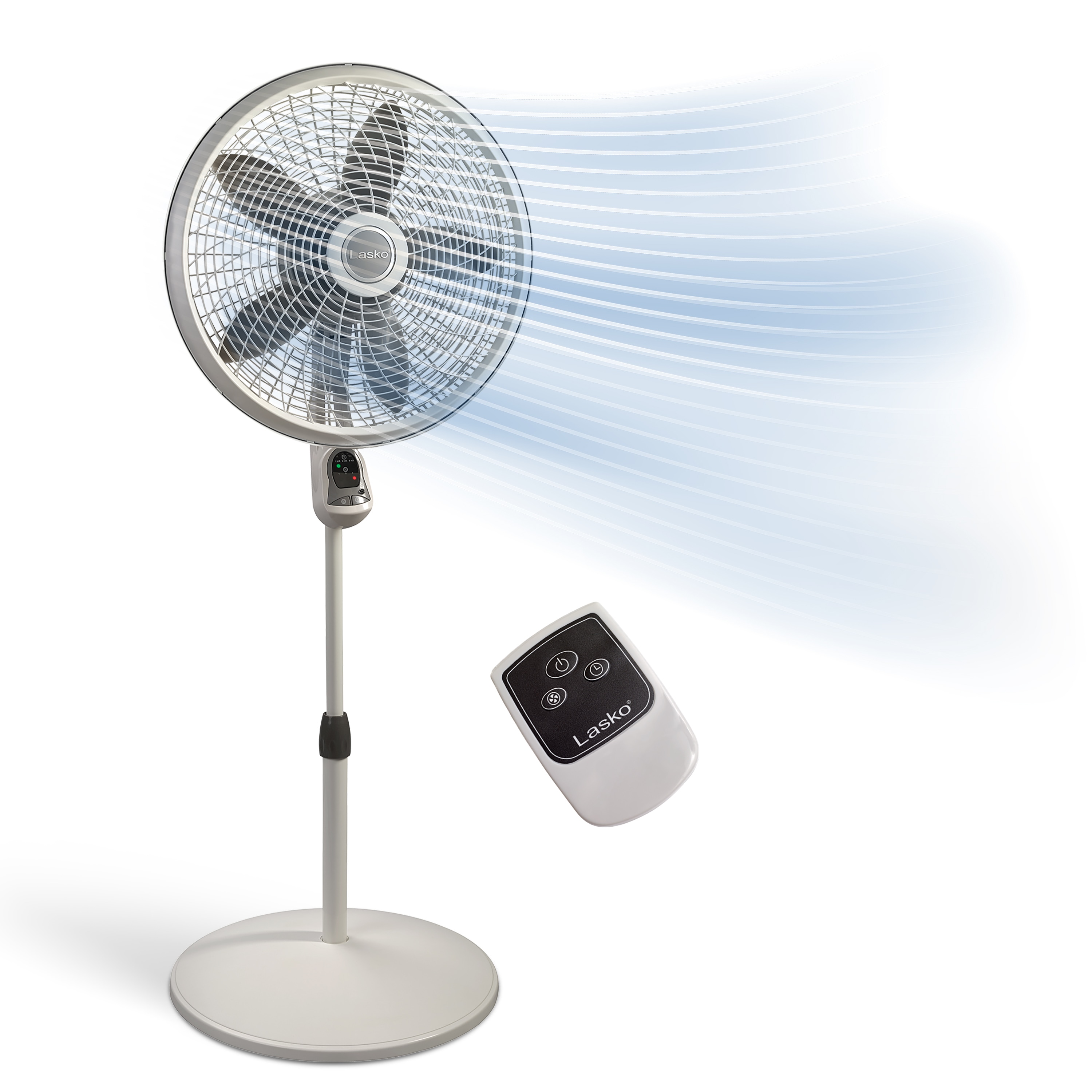 Lasko 1885 18-in 120 -Volt 3 -Speed Indoor white/gray Oscillating Pedestal Fan with Remote