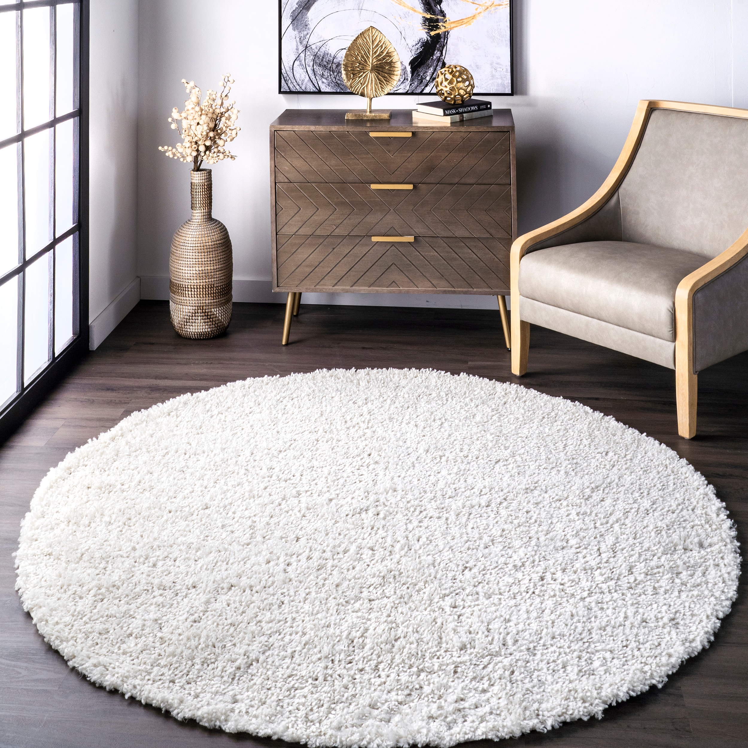 nuLOOM KKBX01A-R606 Kara 6 x 6 (ft) Loomed Polypropylene Ivory Round Indoor Solid Area rug