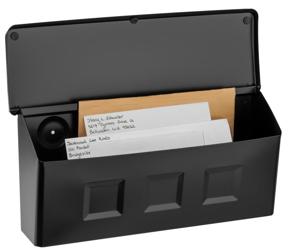 Small Black Powder Coated Steel Wall Mount Mailbox