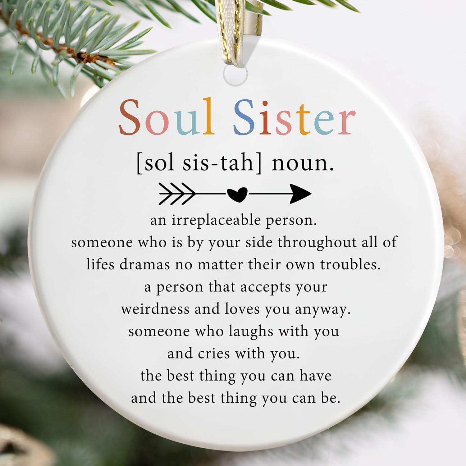 ZHANYIGY Friendship Christmas Ornaments - Best Friend and Soul Sister - Irreplaceable Gifts for Friends