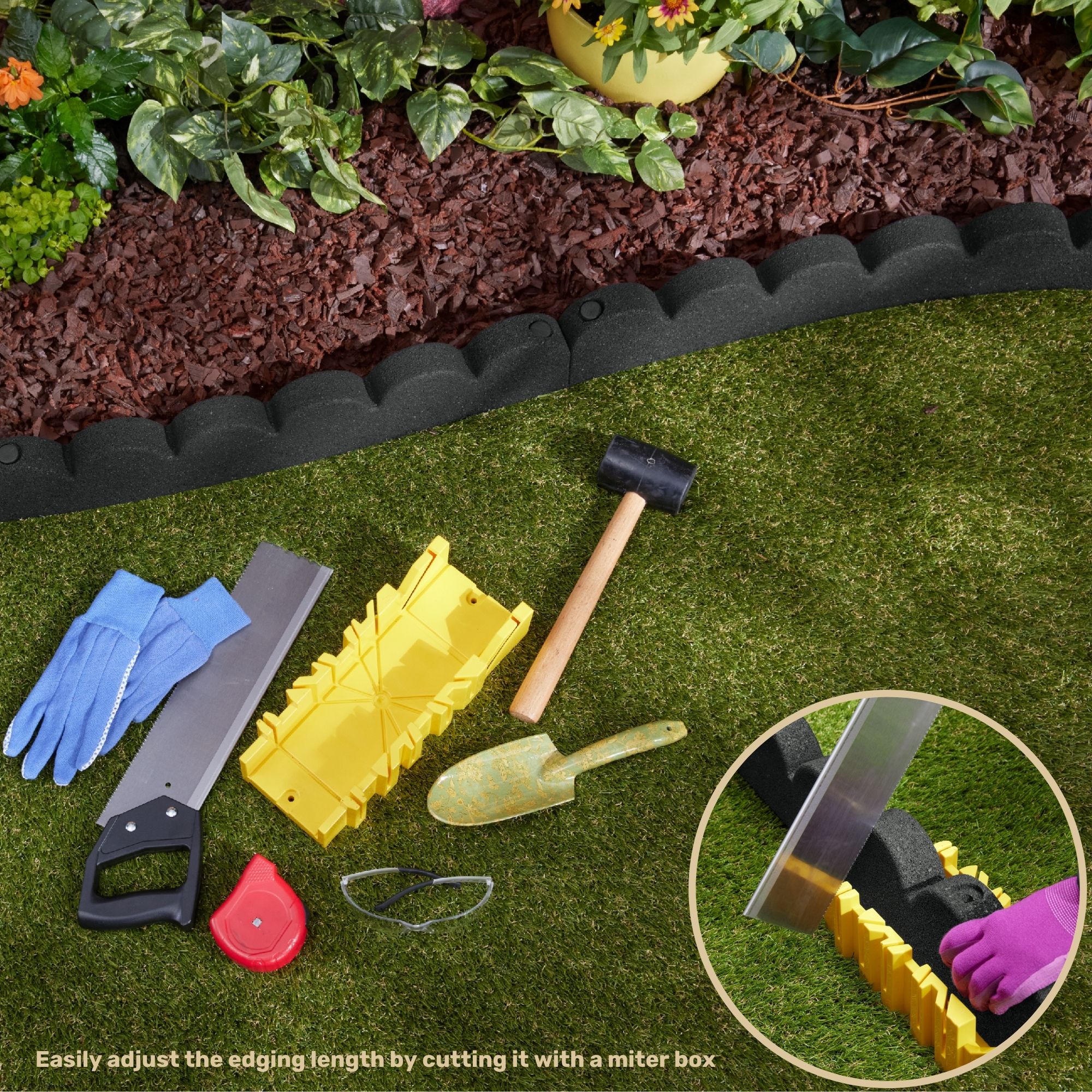 Rubberific 4-ft x 4-in SmartLoc Scallop Black Rubber Landscape Edging ...