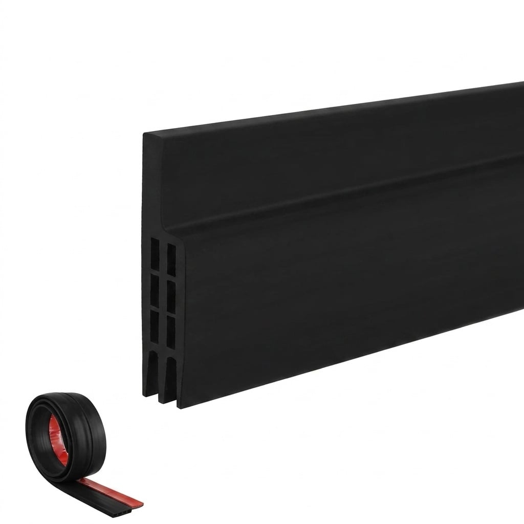 Aoibox  39 Inch Black Door Draft Stopper and Bottom Seal with Strong Adhesive 2 Inch Width with Strong adhesive backing