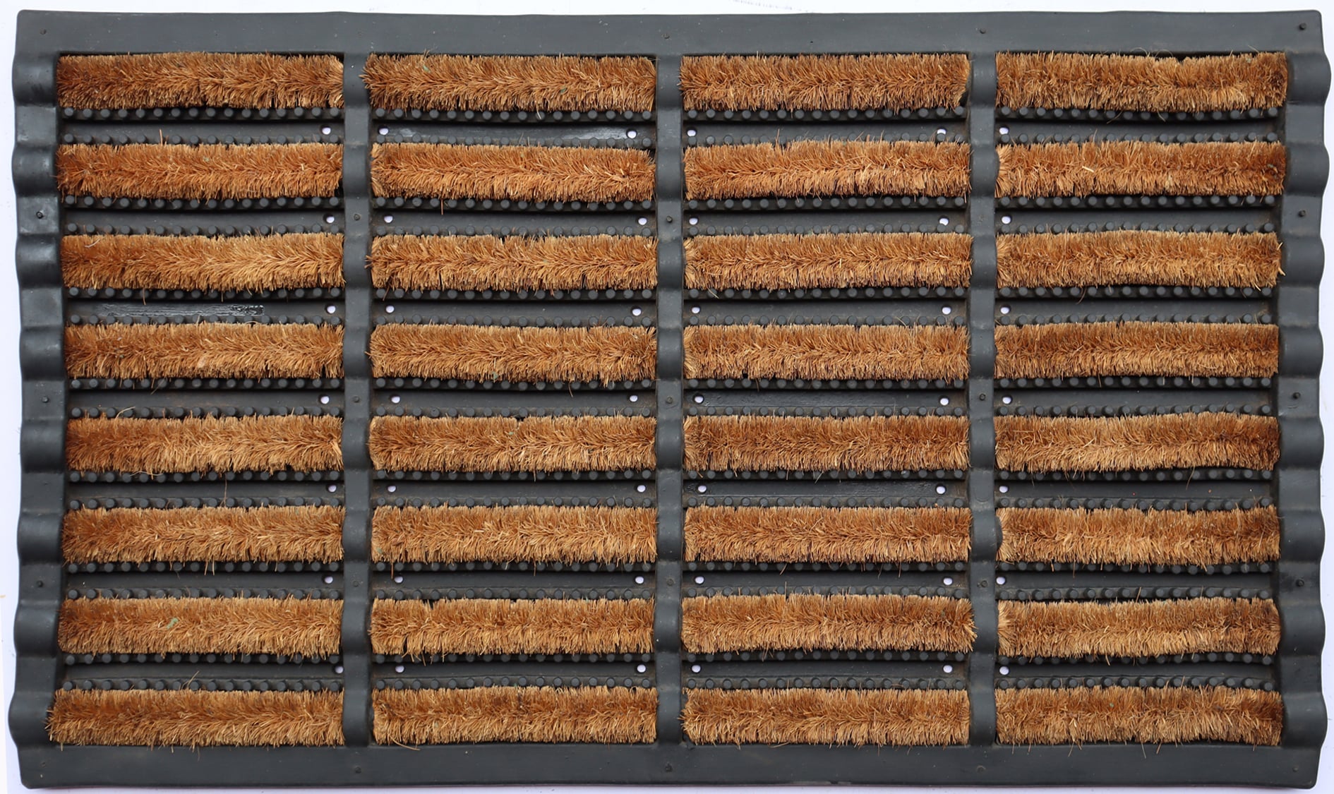 Imports Decor 842RWB 18-in x 30-in Brown, Black Coir/Rubber Non-Slip Grip Outdoor Boot Scraper Mat