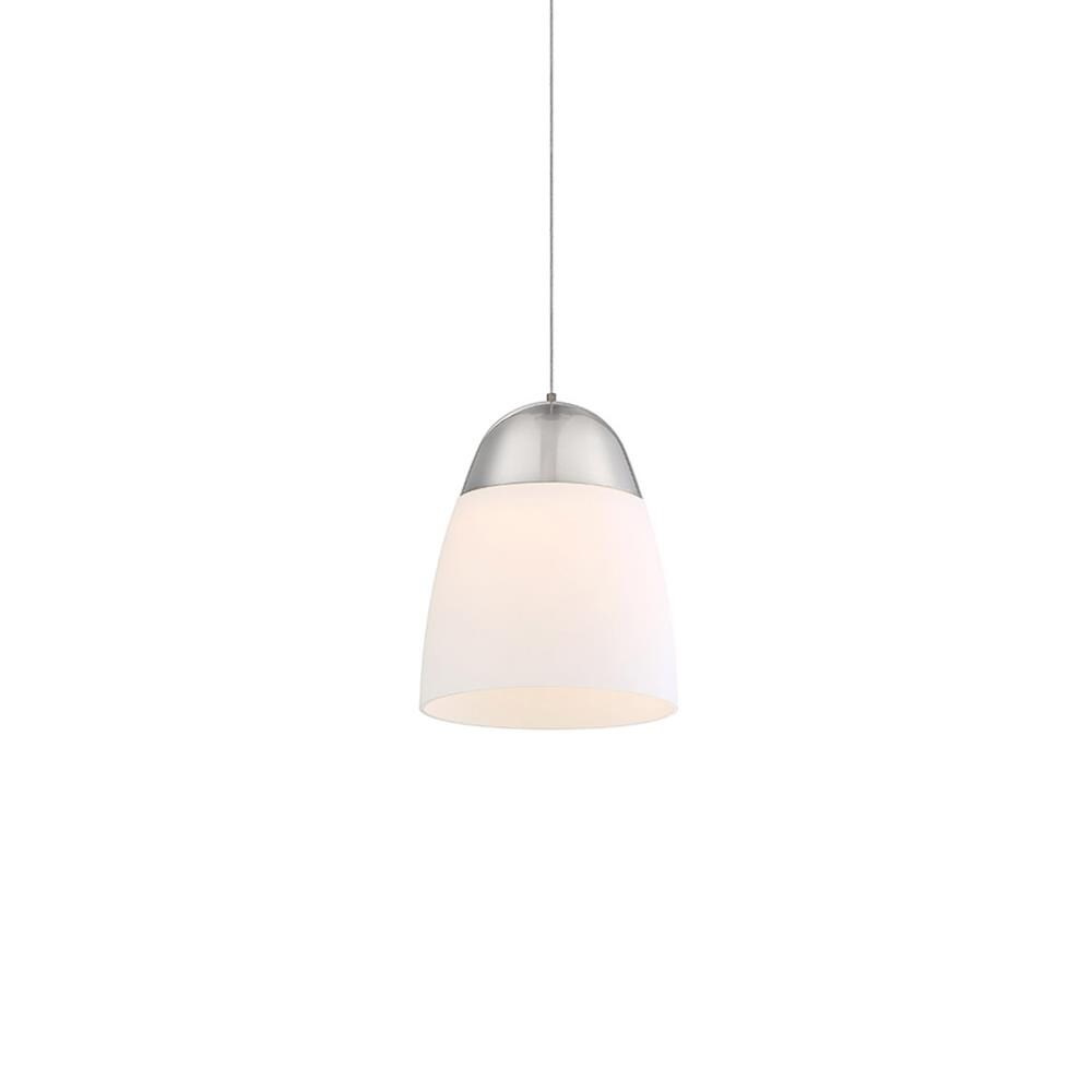 dweLED PD-64909-BN Dimple Brushed Nickel Modern/contemporary Etched glass Bell Integrated LED Mini Hanging Kitchen island light