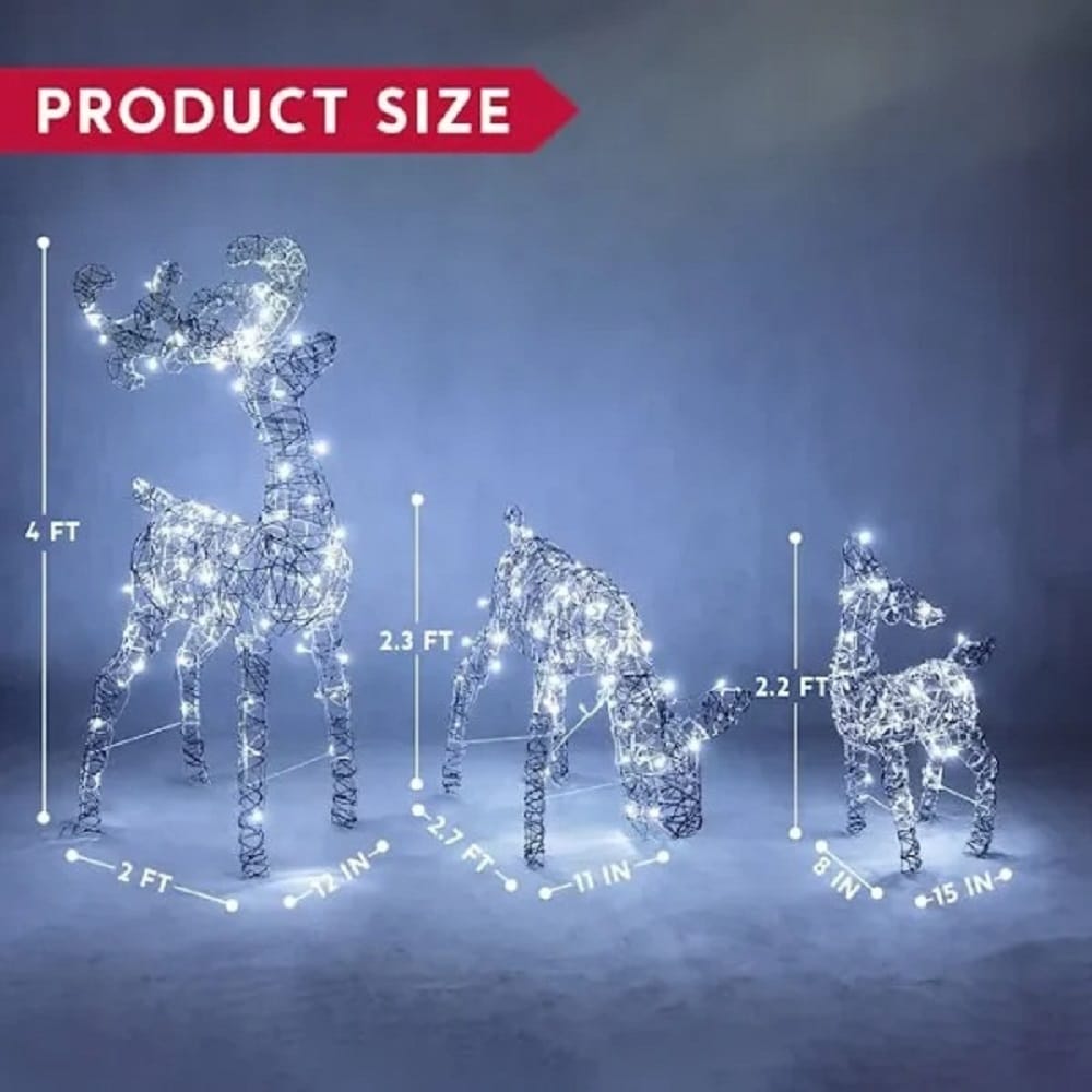 Winter LED Reindeer Family Christmas Yard Decorations