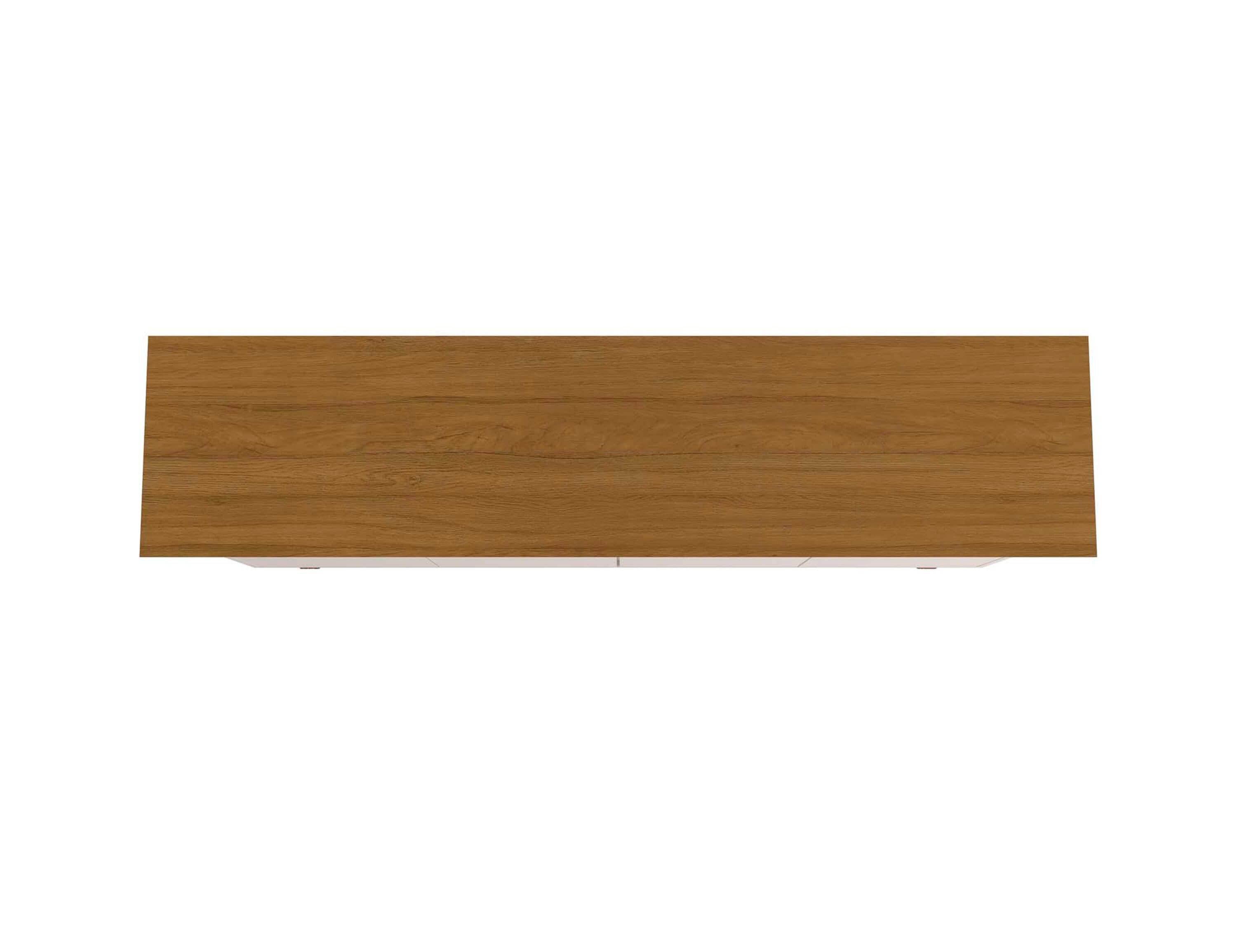 Off White and Cinnamon Mid-Century Modern Sideboard with Solid Wood Legs