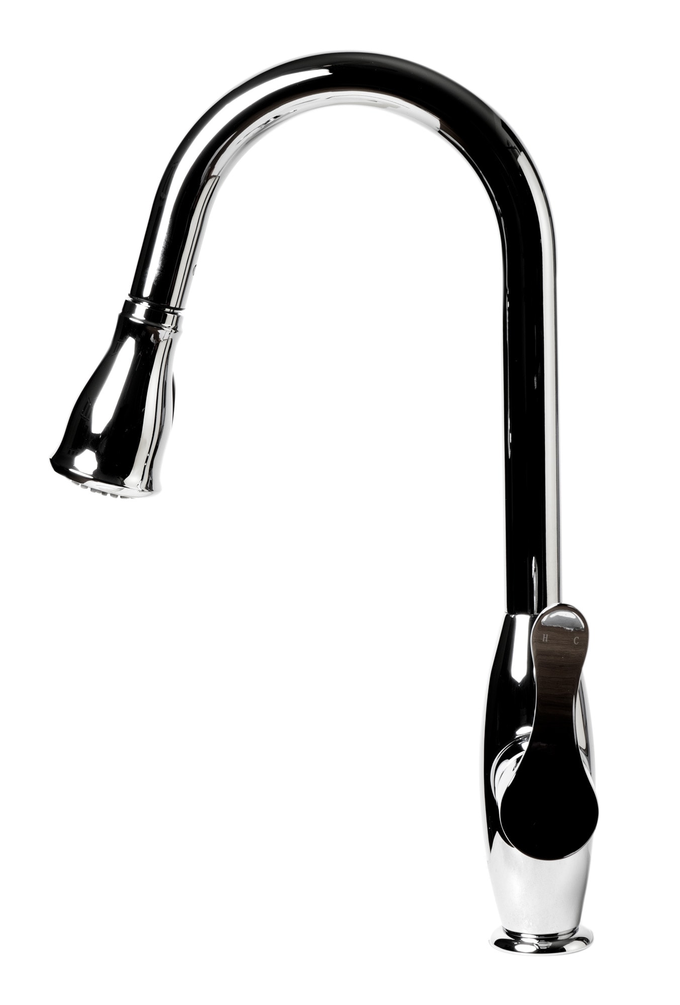 Polished Chrome Gooseneck Pull Down Kitchen Faucet with Spray