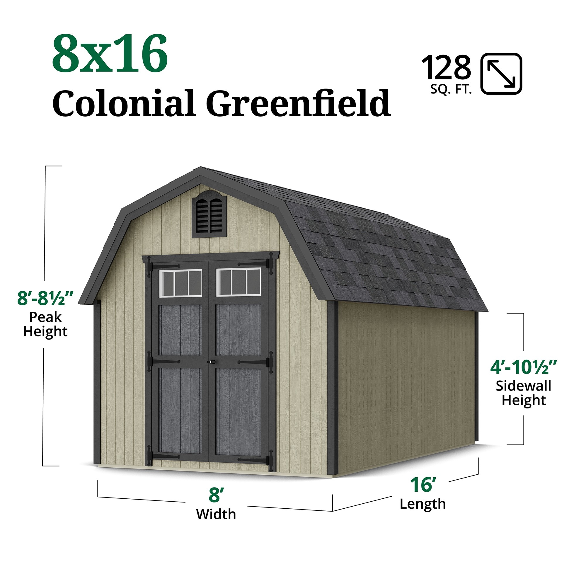 Little Cottage Co 8X16 GCGS-PC Wood-Storage-Buildings - View #3