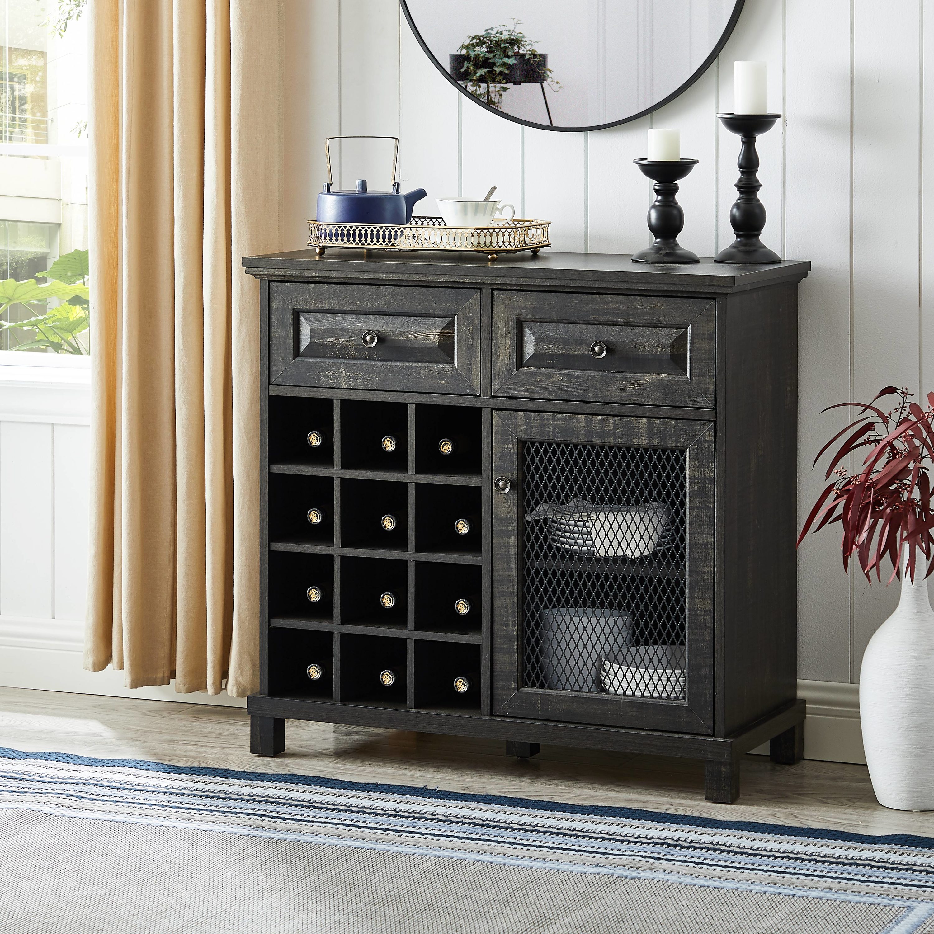 Home Source Industries Arms  x  Black Rectangle Bar Cabinet  in the Home Bars department at 