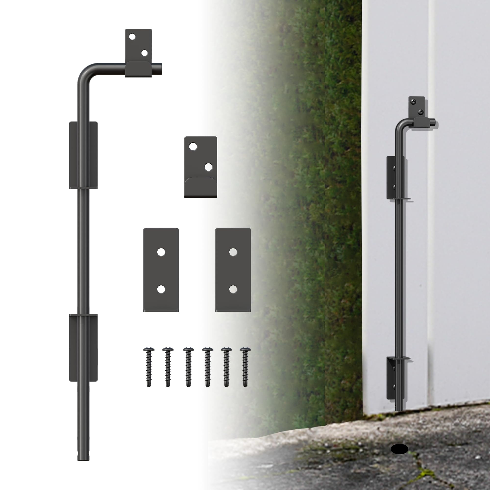 Etokfoks  18 in Heavy Duty Cane Bolt Gate Drop Rod 1 Pack Solid Steel Black Powder Coated Rust Resistant