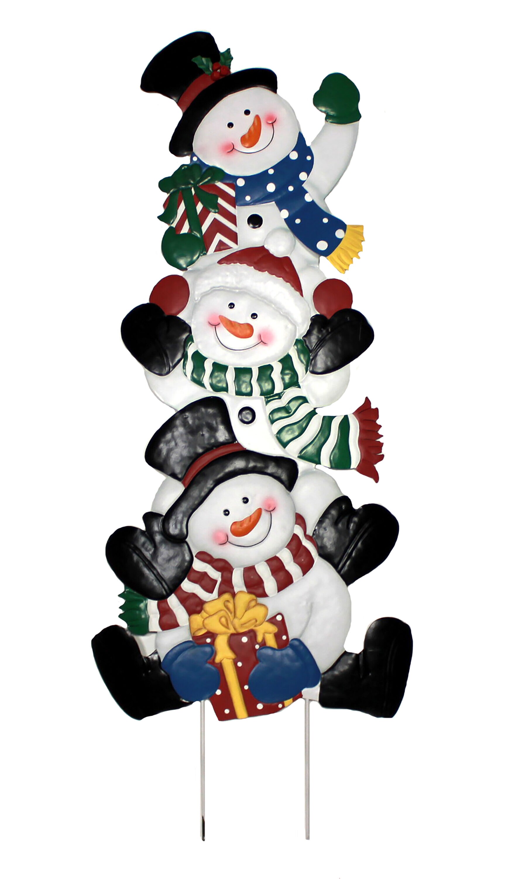 Worth Imports 49-in Freestanding Metal Snowman Yard Decoration ...