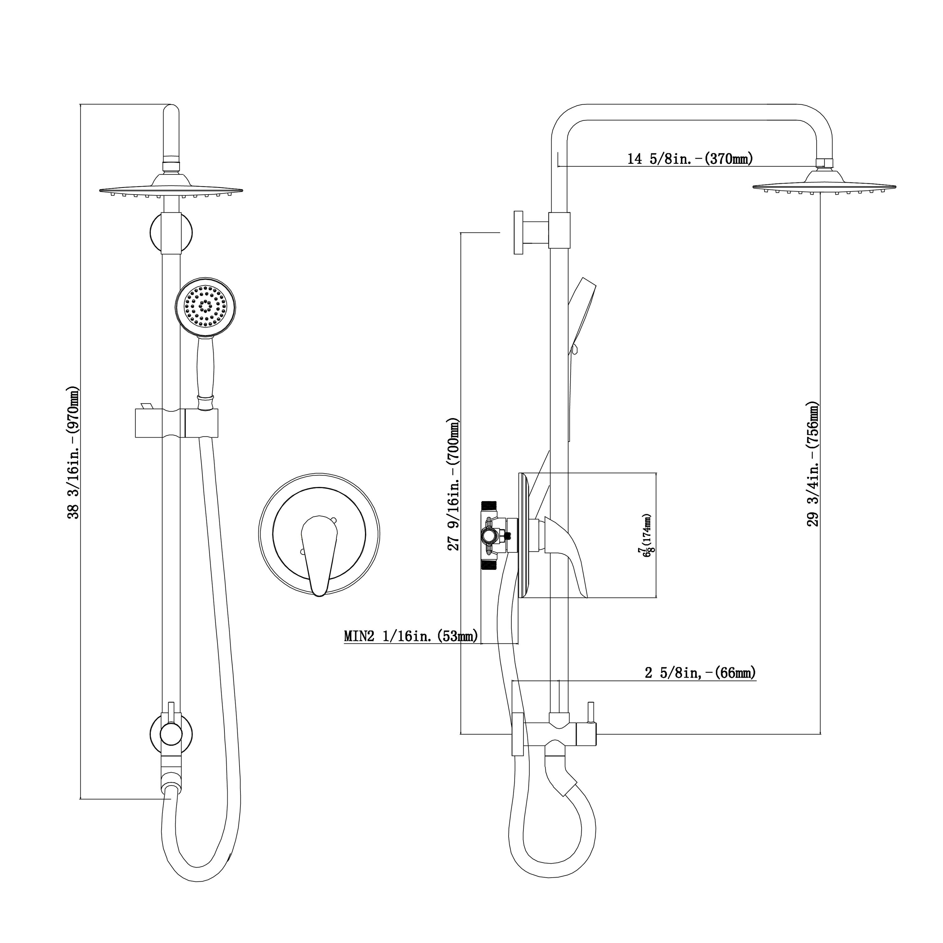 Poinic YZC-SF001MB Showerhead-Bar-Panels - View #3