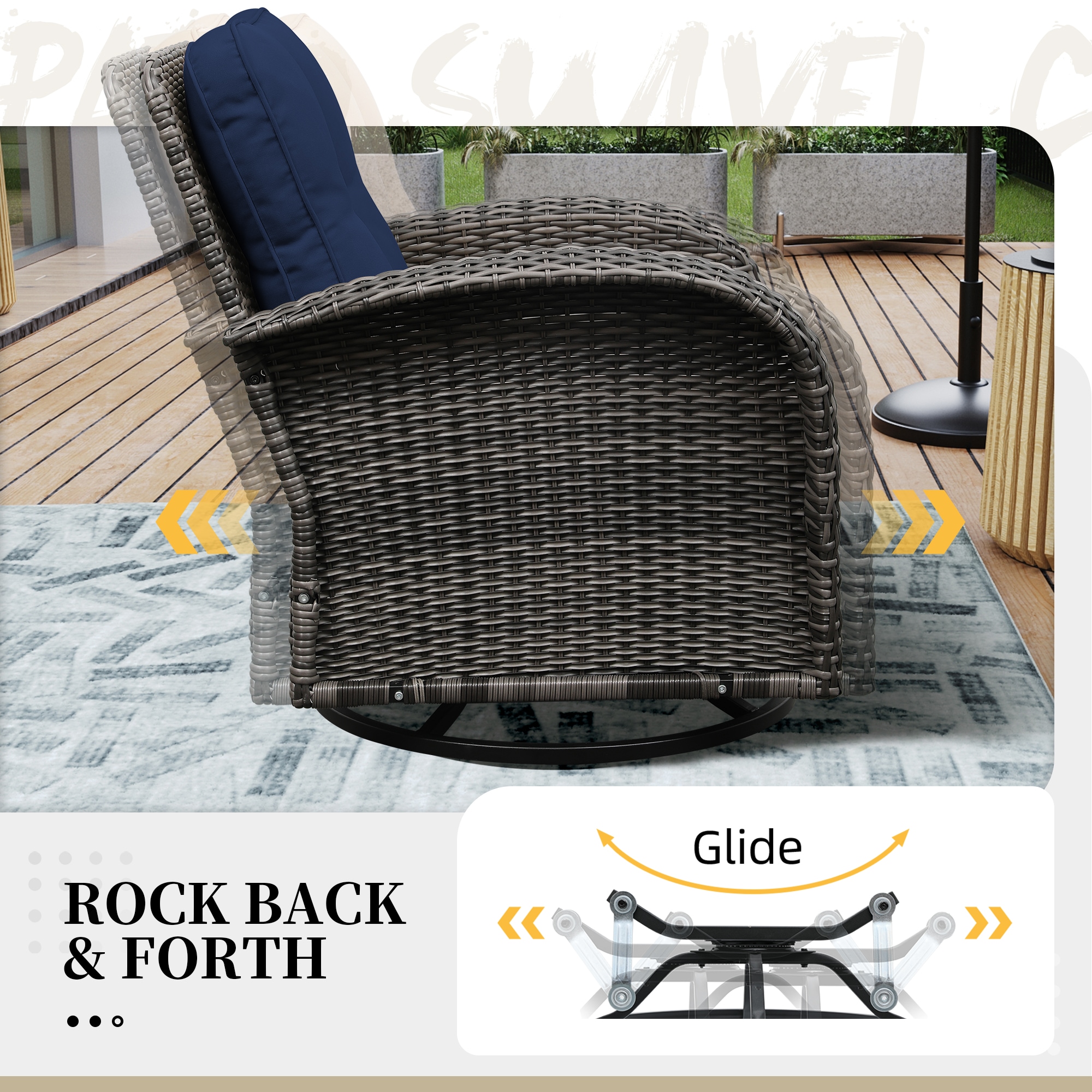 UPHA Y11DK-NAVYBLUE Patio-Conversation-Sets - View #5