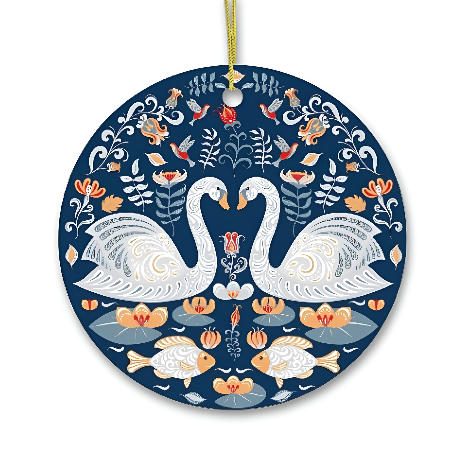 OrnamentallyYou 565 Scandinavian Zen Pond Christmas Ornament Circle Version