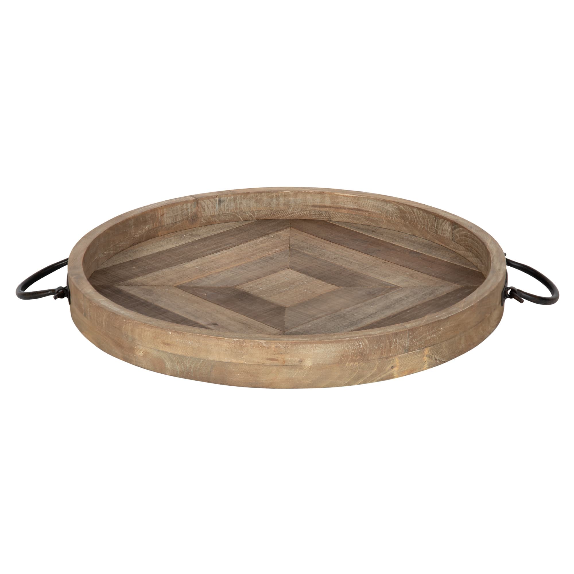 Kate and Laurel Marmora Wood and Metal Round Tray #214399