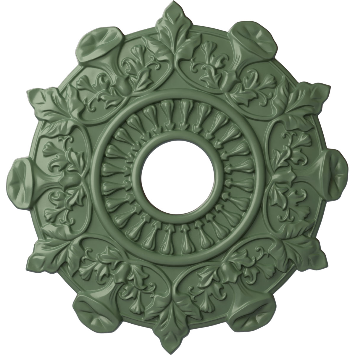 Ekena Millwork CM17PRAGF Preston 17.5-in W x 17.5-in L Painted Athenian Green Polyurethane Whole Ceiling Medallion
