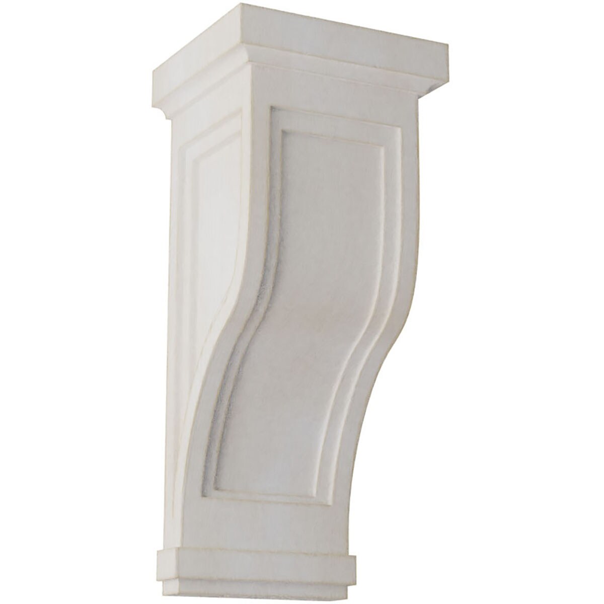 Ekena Millwork CORWD07X08X17TRWH 7.5-in x 8-in x 17-in Vintage Decor Finished Rubberwood White Wood Paintable/Stainable Corbel