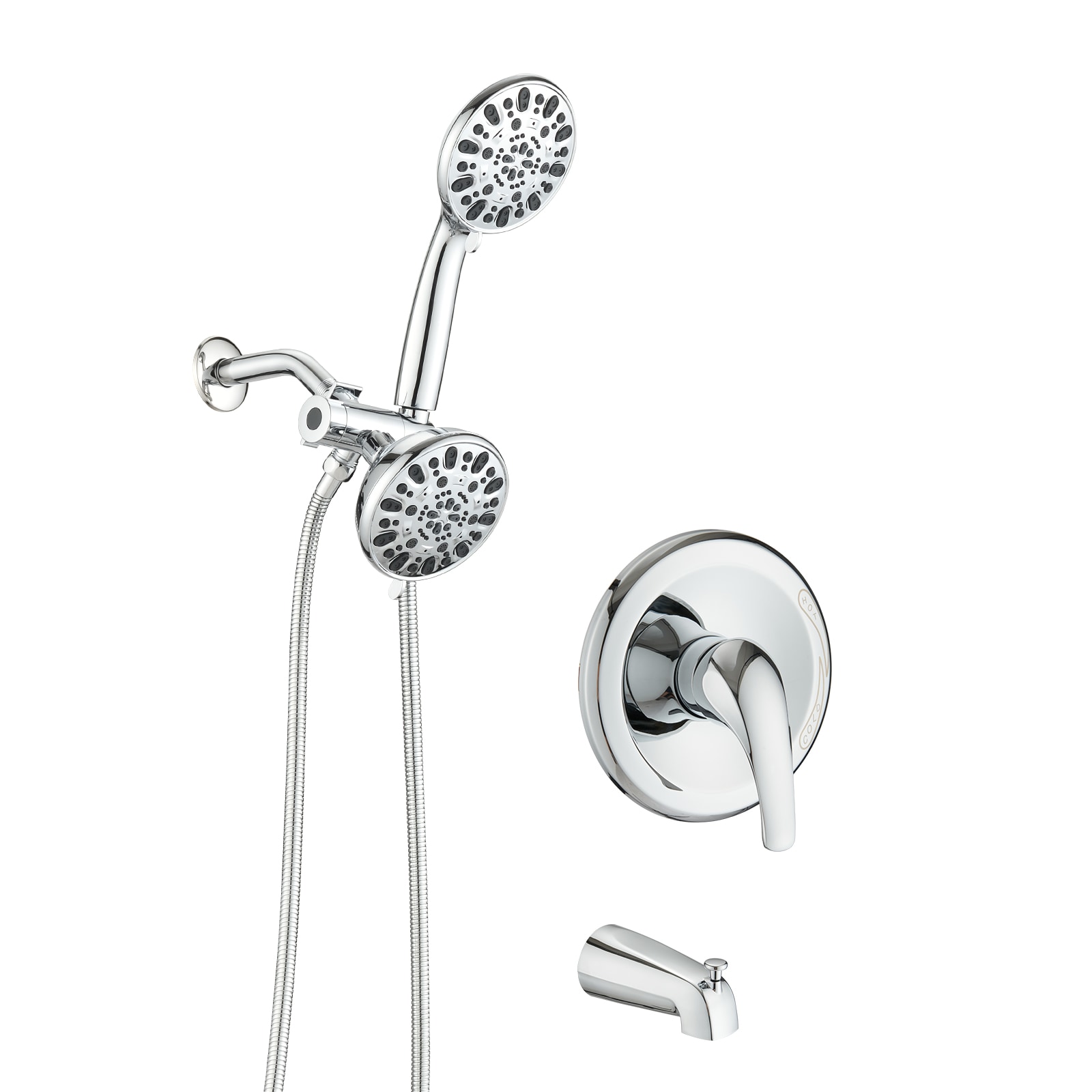GRANDJOY SGF10GJ-59-BL10 Polished Chrome 5-in Dual Head Built-In Shower Faucet System with 2-way Diverter ( Pressure-balanced Valve Included )