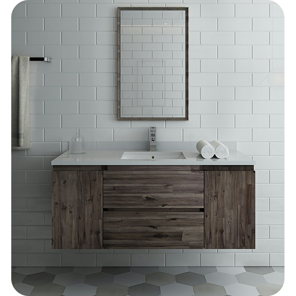Formosa 47" Brown Acacia Wall-Mounted Single Vanity Base