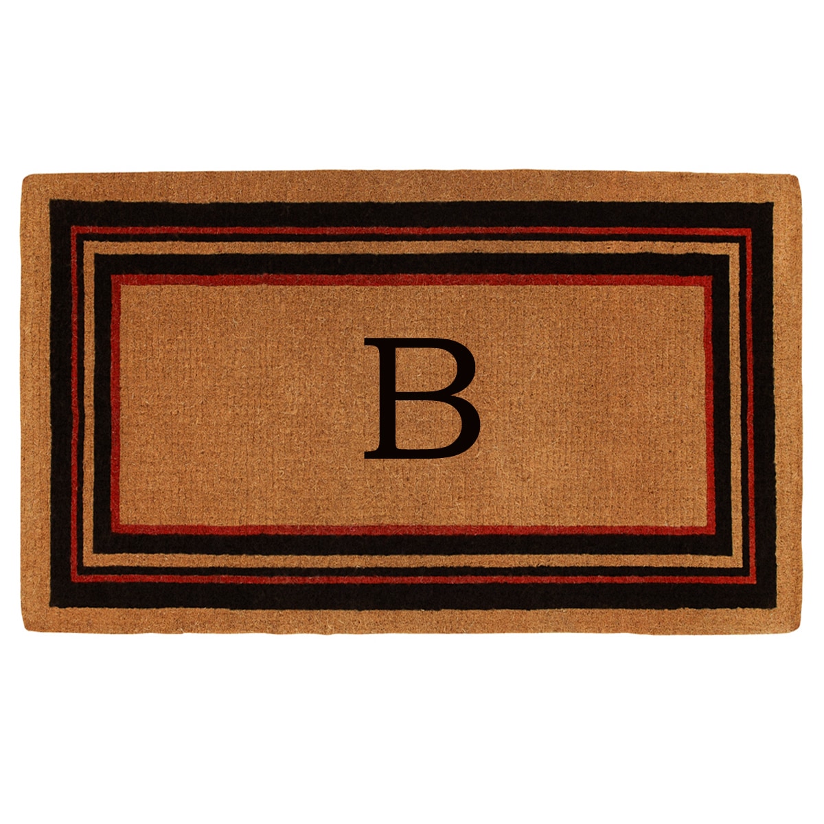 Callowaymills 180061830B 2-ft x 3-ft Natural/Black/Red Coir Rectangular Indoor or Outdoor Decorative Door Mat
