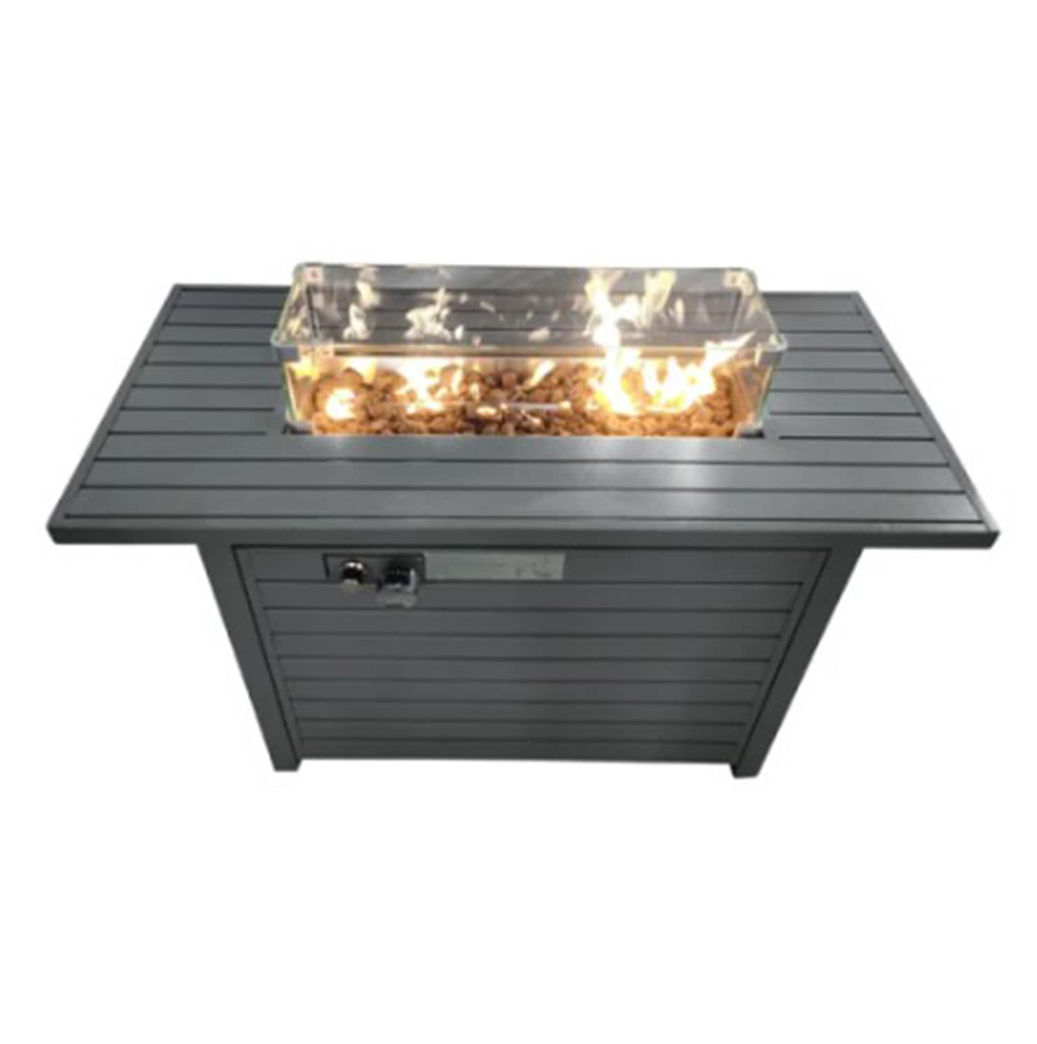 Mondawe MO-LS03191 42-in W Gray Portable Steel Rectangle Tabletop Liquid propane Fire pit table