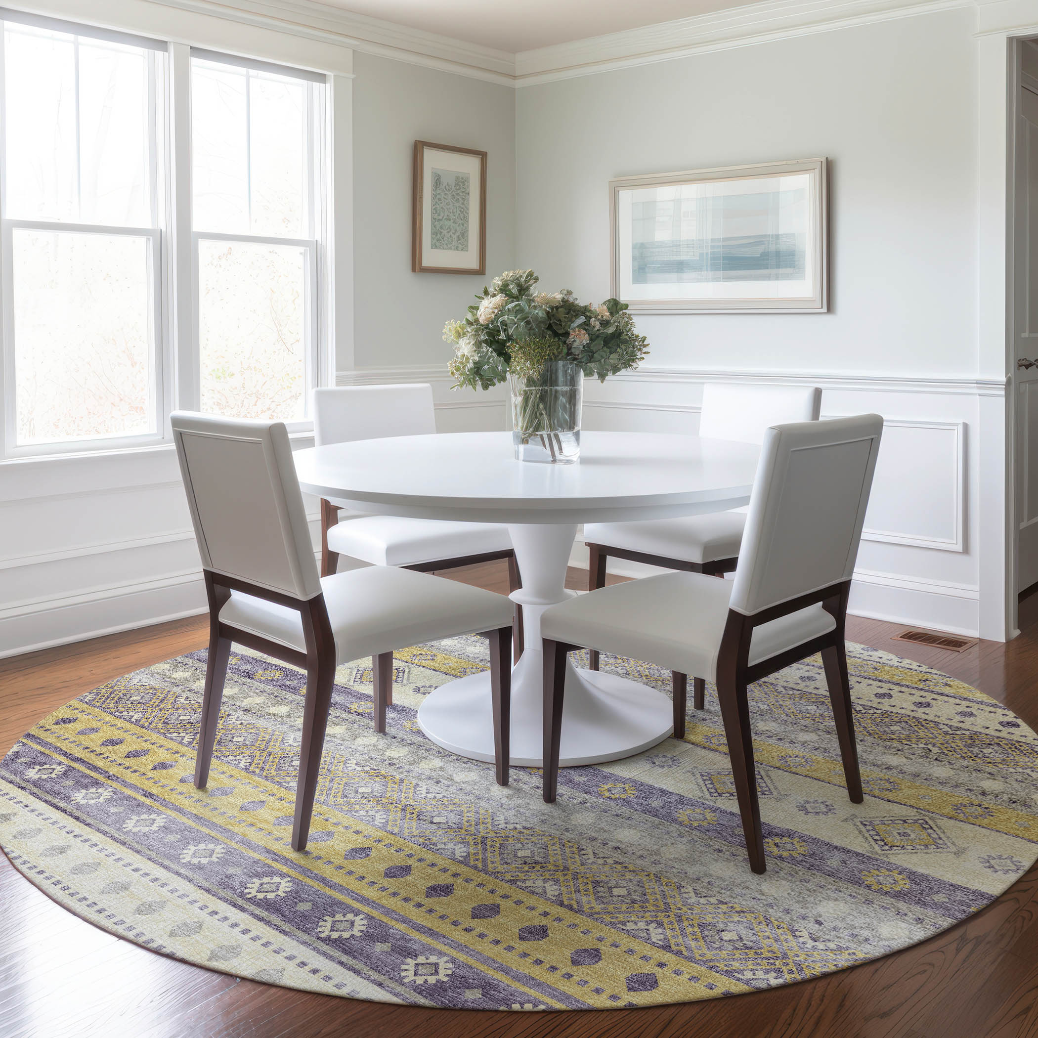 Addison Rugs AMF118PR8RO Mayfield AMF118PR 8 x 8 (ft) Loomed Polyester Purple Round Indoor Geometric Machine washable Area rug