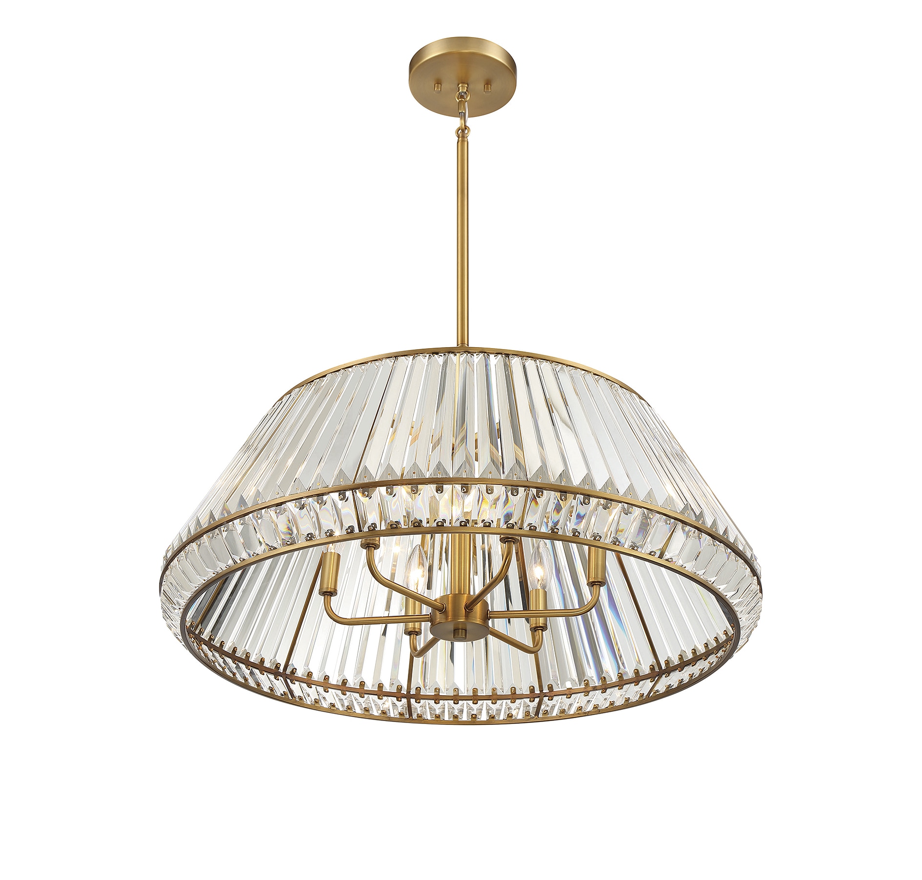 Savoy House Pyramid 6-Light Crystal Pendant in Warm Brass