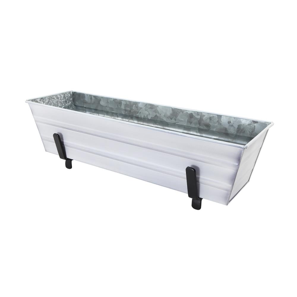 Minuteman International C08W-K4 6.25-Inches W Small White Metal Contemporary/Modern Indoor/Outdoor Window box with Drainage Holes Stand Included