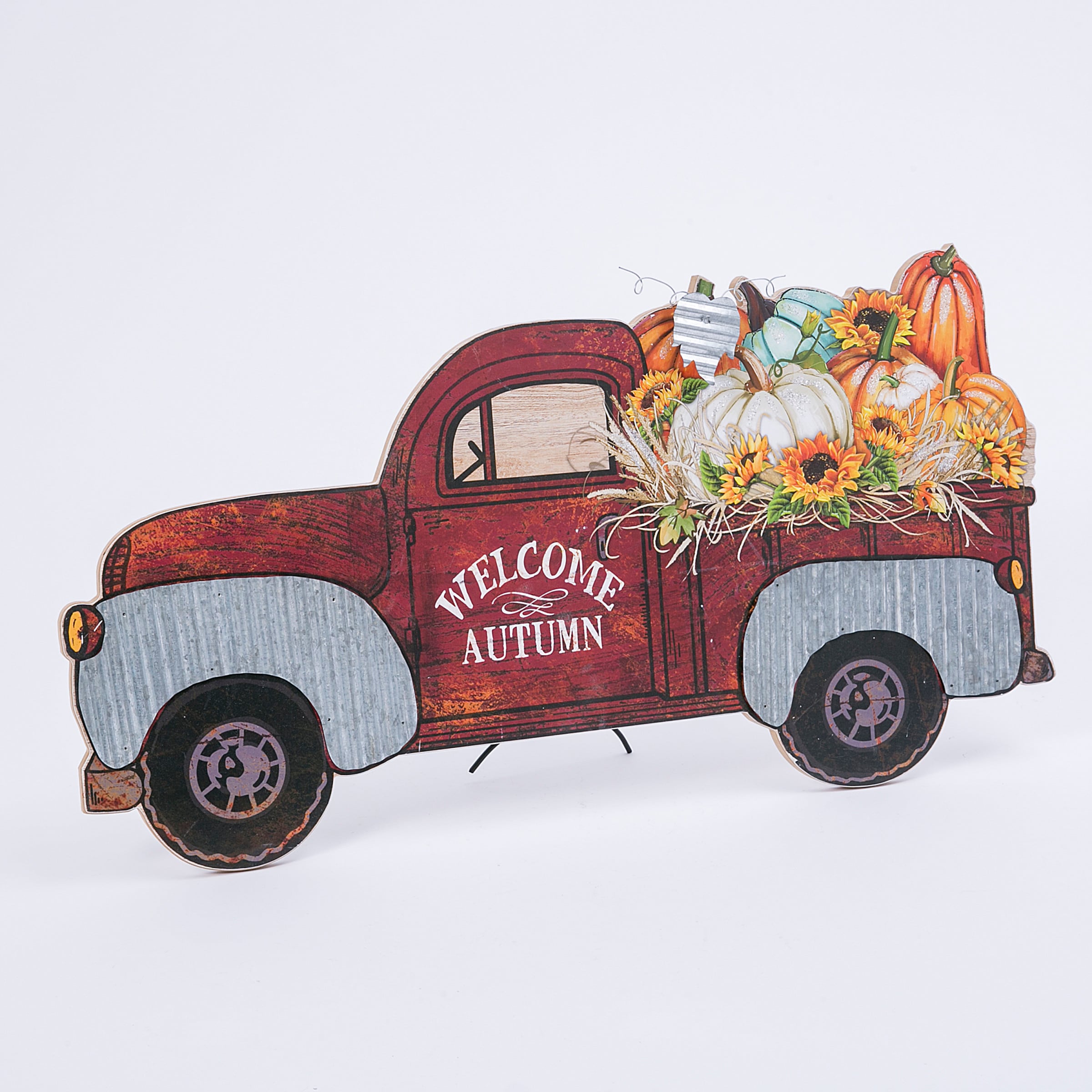 Fall Pumpkins in a Red Truck Hanging Kitchen Towel With 