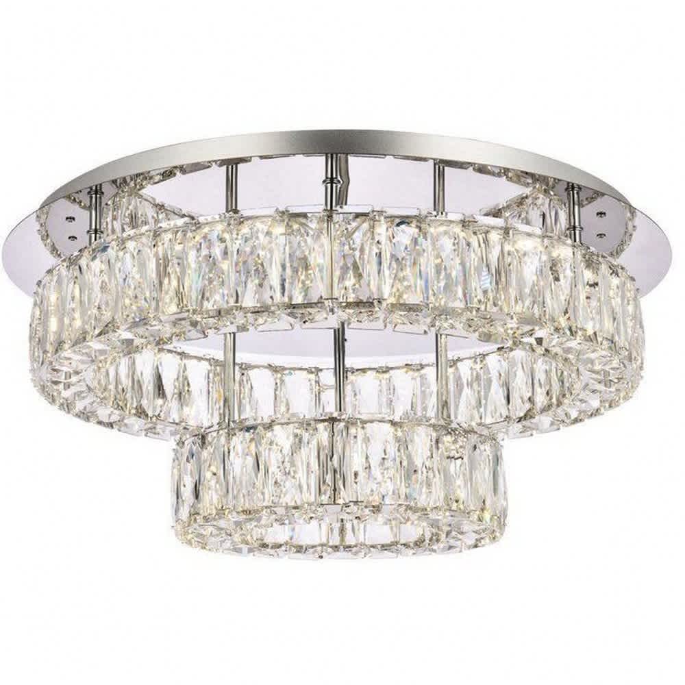 Elegant Lighting A-EL-3503F22L2C Monroe 2 - Light Chrome Modern - LED Crystal And Metal Flush Mount Light