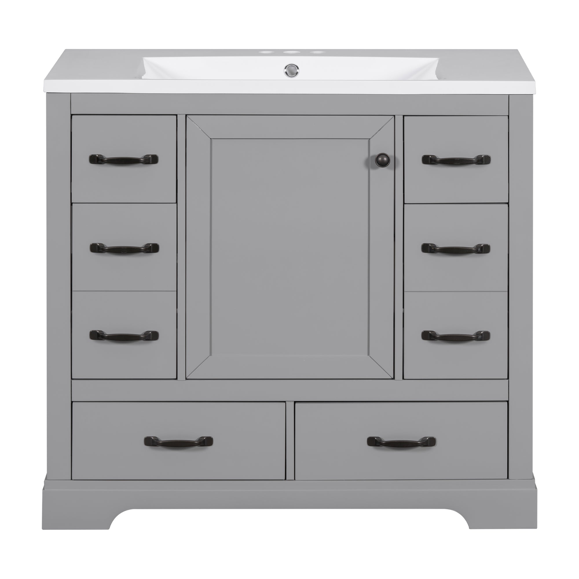 Vanityfus  18.6-in gray Bathroom Vanity Single Sink Combo Undermount with Ceramic Top 1 door 6 drawers Adjustable Shelves