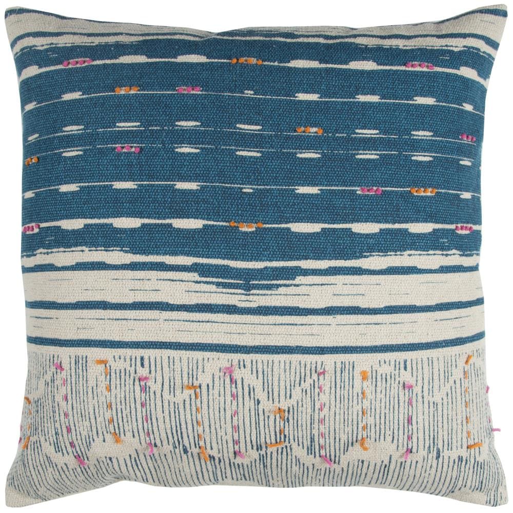 Rizzy Home T12954 Poly filled pillow 22-in x 22-in Dark teal Square Indoor Decorative Pillow