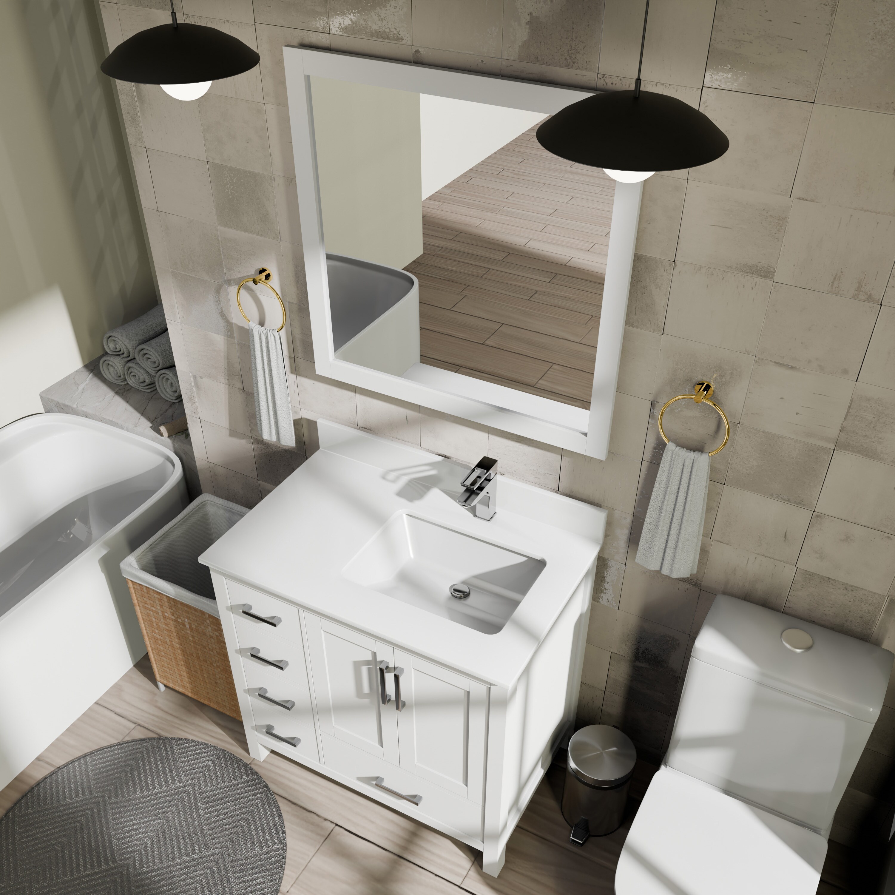 Lexora LJ342236SAWQM34R Bath-Vanity-Combo - View #7