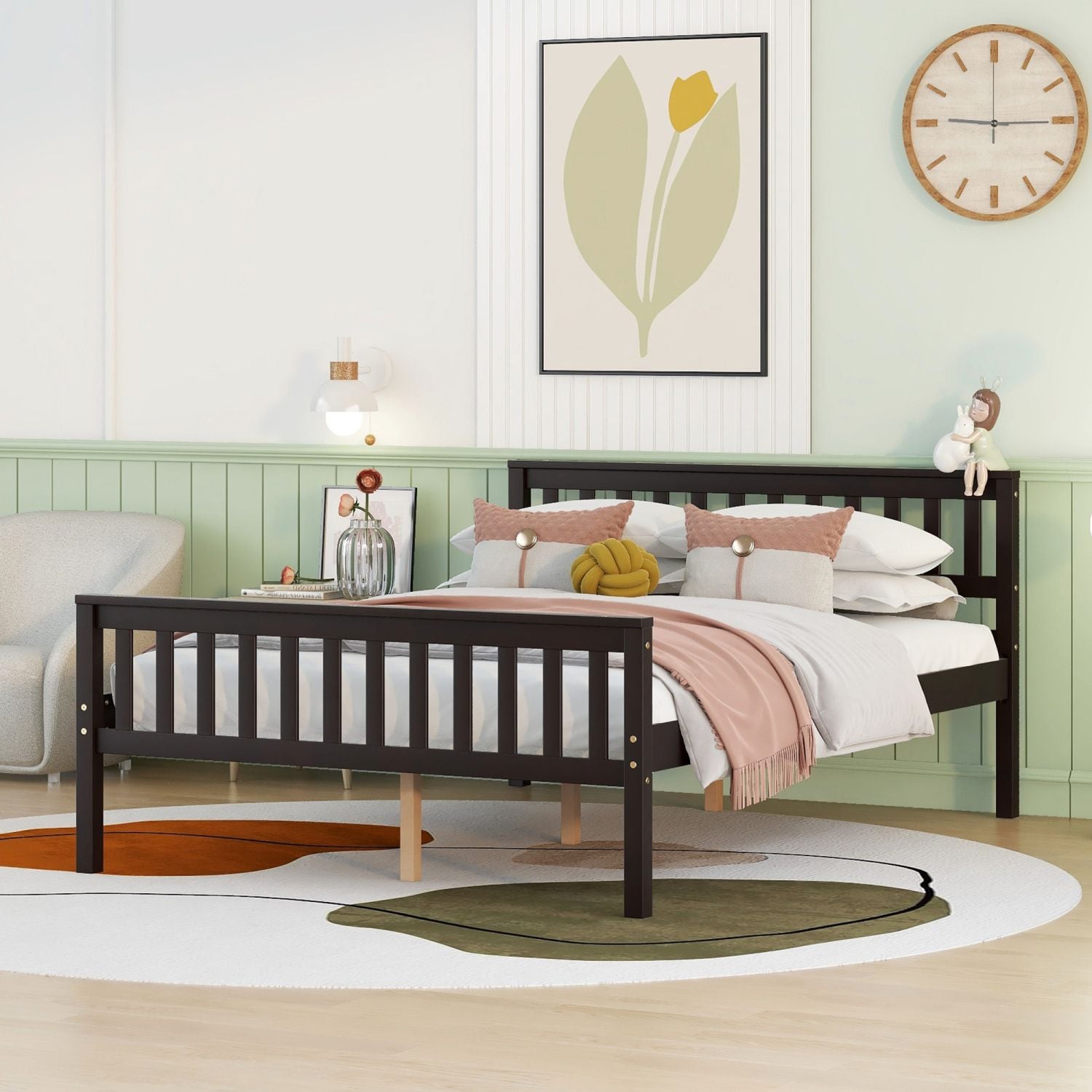 JASMODER W69743540 Espresso Full Composite Platform Bed
