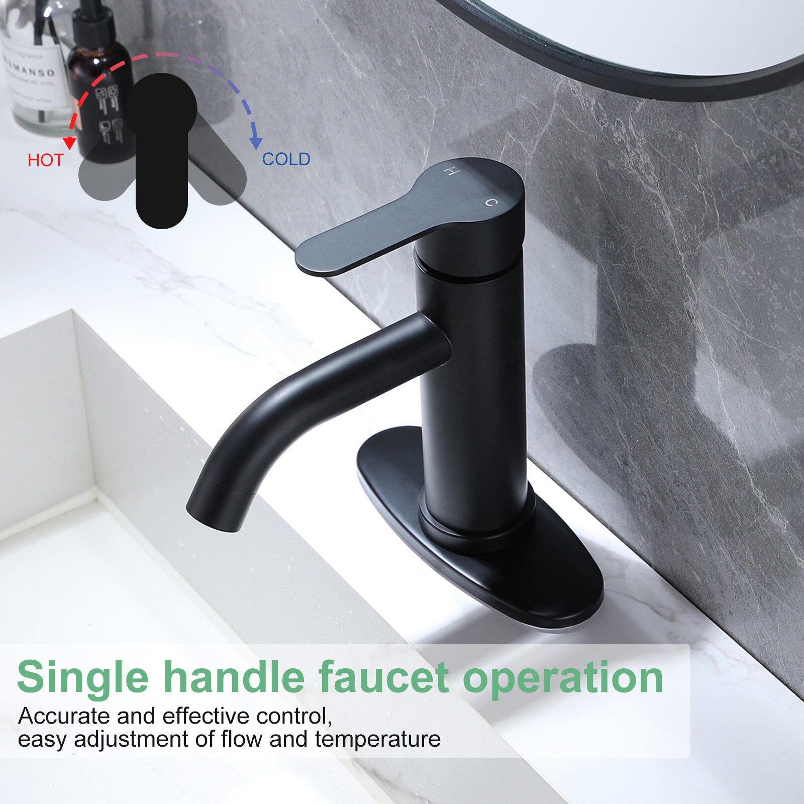 Matte Black Stainless Steel Single-Handle Bathroom Faucet
