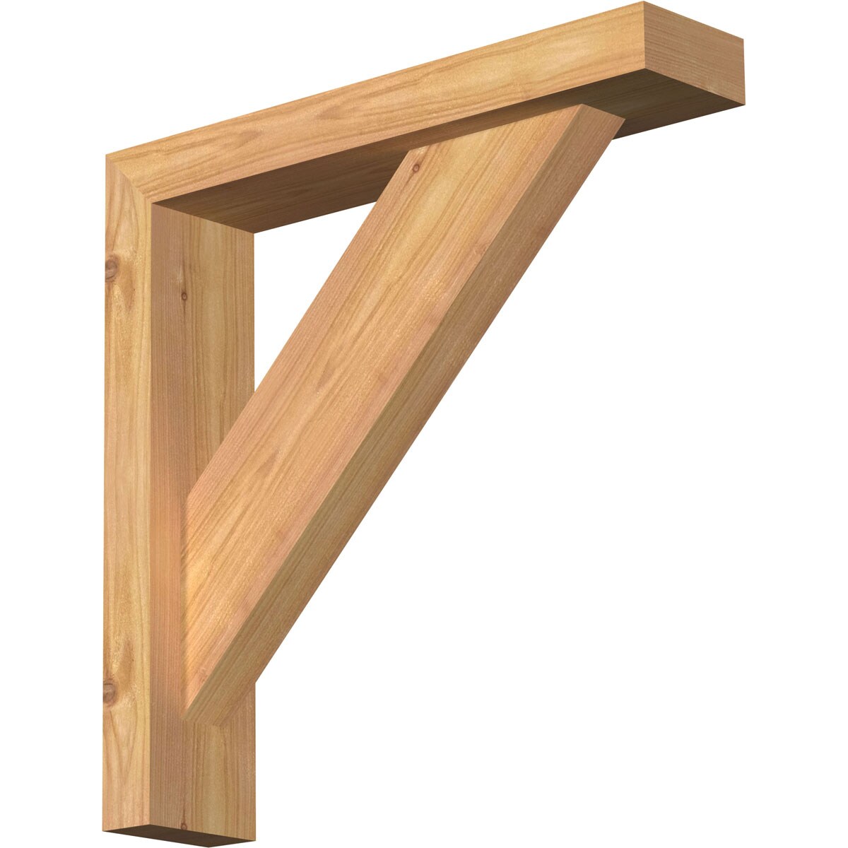 Ekena Millwork 1464808 Traditional Block Smooth Bracket with Offset Brace 3-1/2-in x 16-in x 16-in Western red cedar Brown Wood Standard bracket