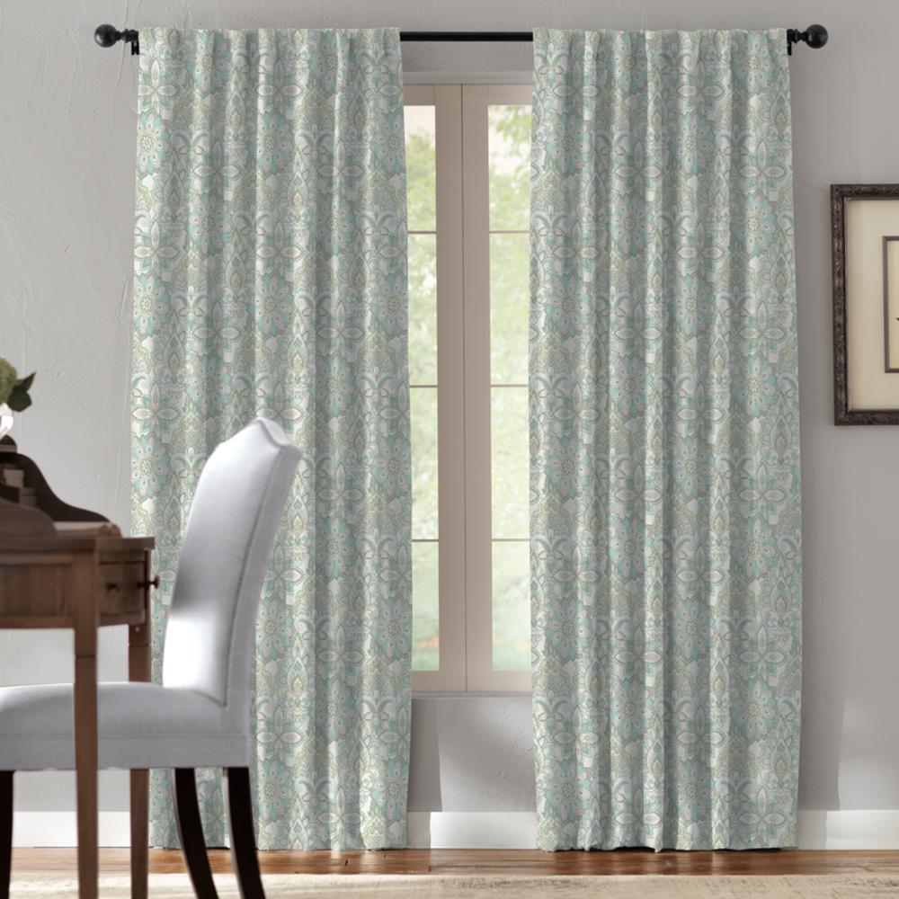 Springmaid 1638040 95-in Multi Green Light Filtering Back Tab Single Curtain Panel