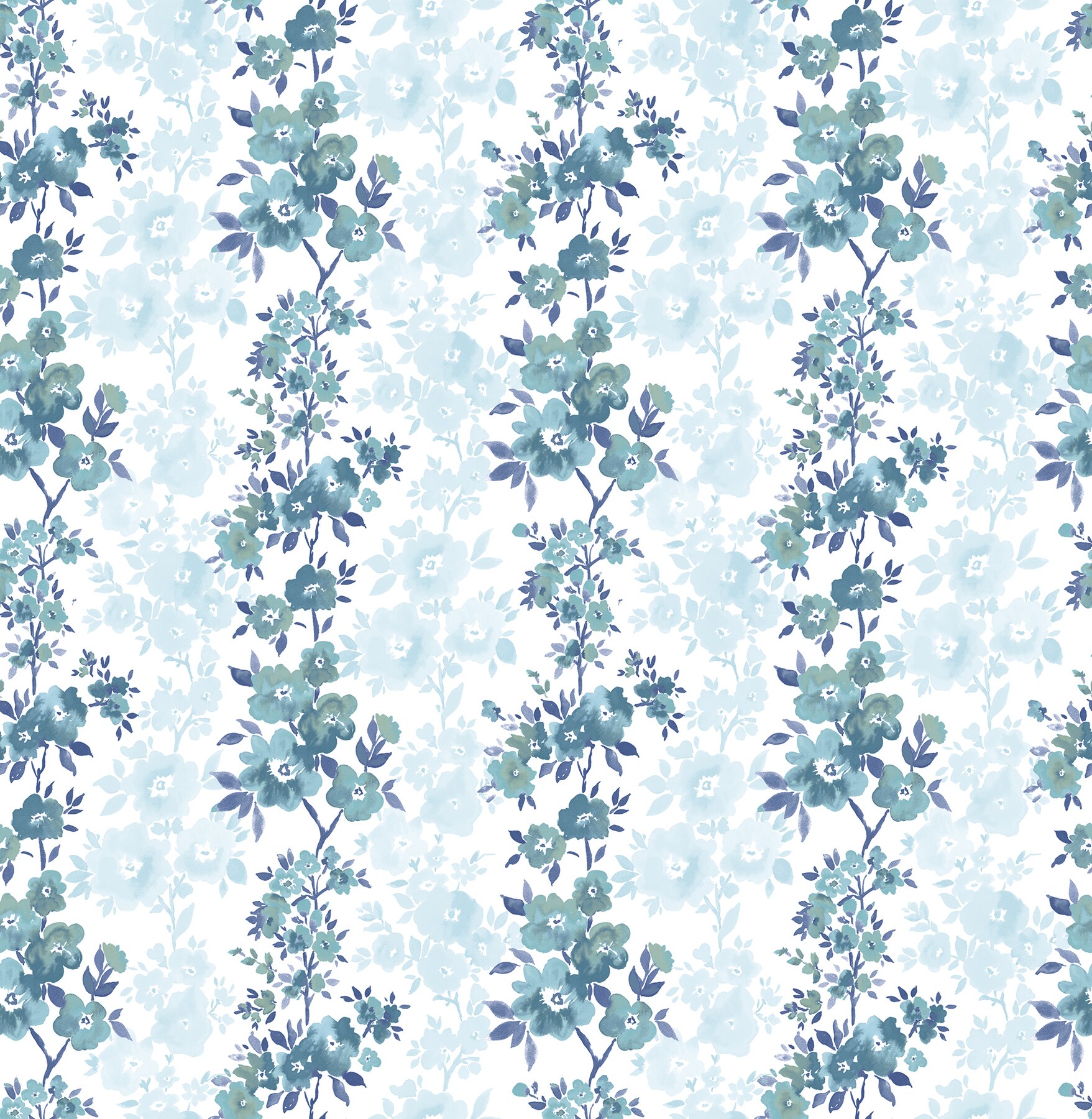 A-Street Prints 2657-22252 Ami 56.0-Sq. Feet Blue Non-woven Floral Unpasted Wallpaper