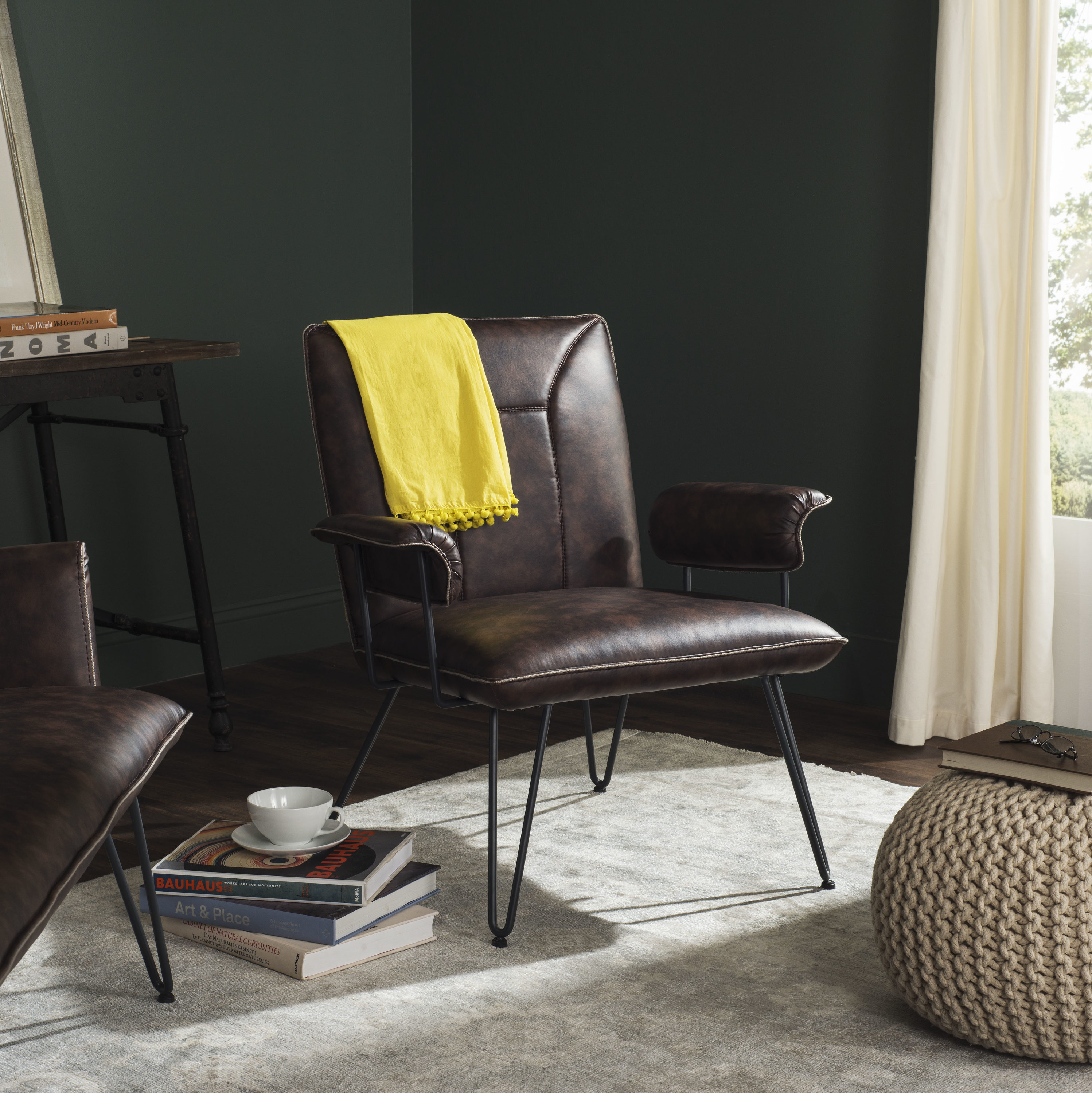 black and brown accent chair