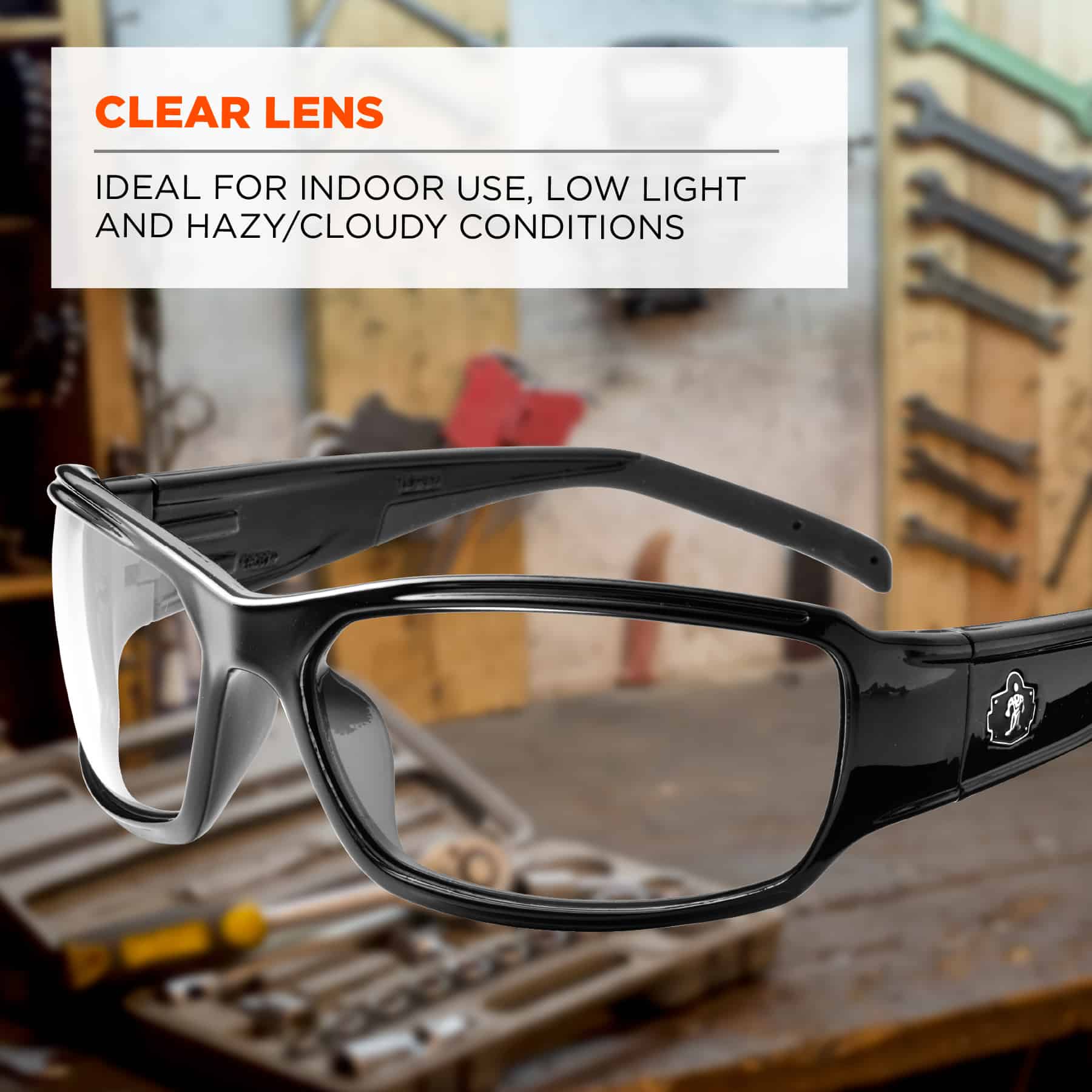 Skullerz Ergodyne Thor Safety Glassessunglasses Black Frame Clear Lens Impact Resistant