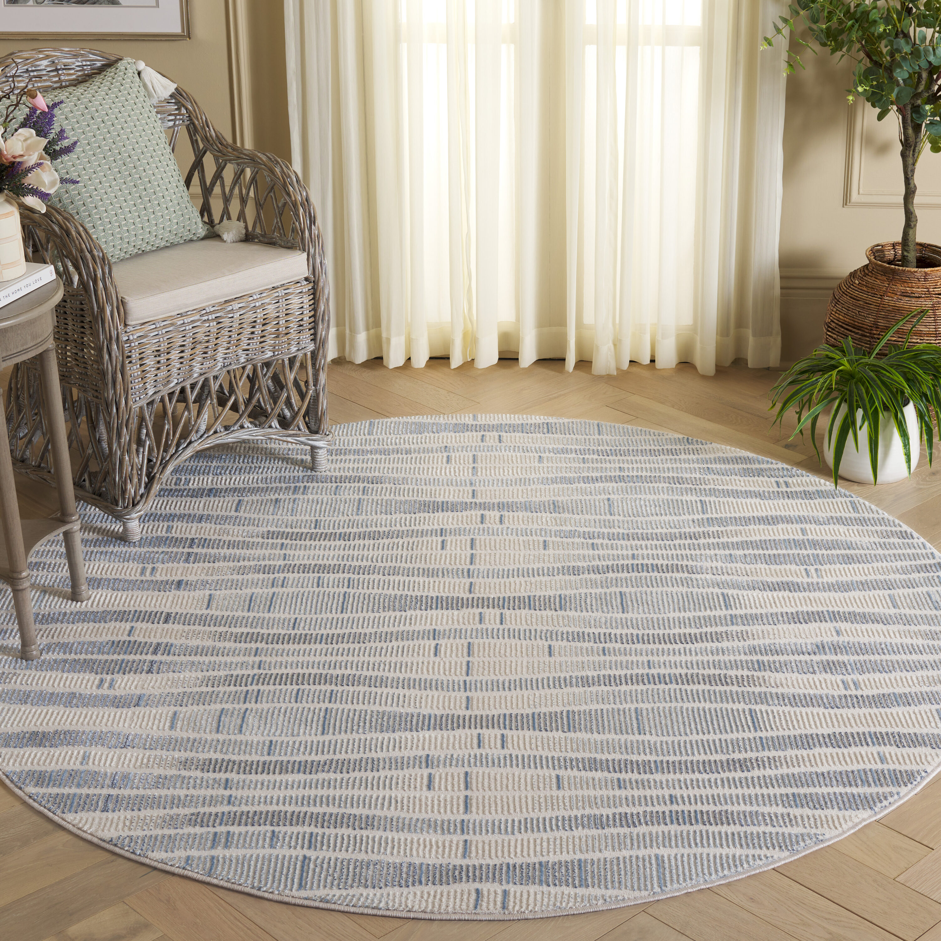 Safavieh Prestige 116B Beige/Blue 7 x 7 Round Area rug in the Rugs ...