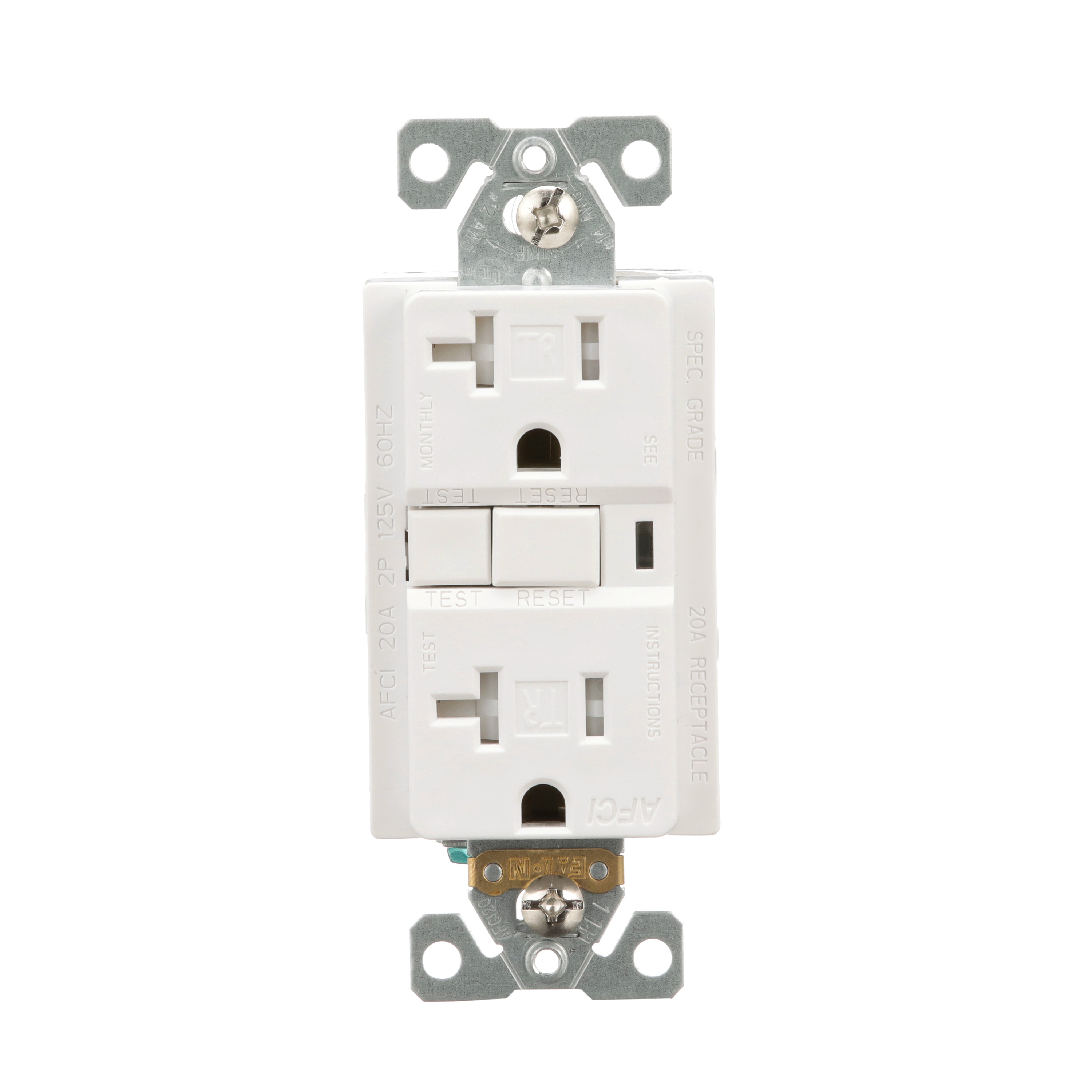 Eaton 20-Amp 125-Volt Tamper Resistant AFCI Residential/Commercial  Decorator Outlet, White in the Electrical Outlets department at